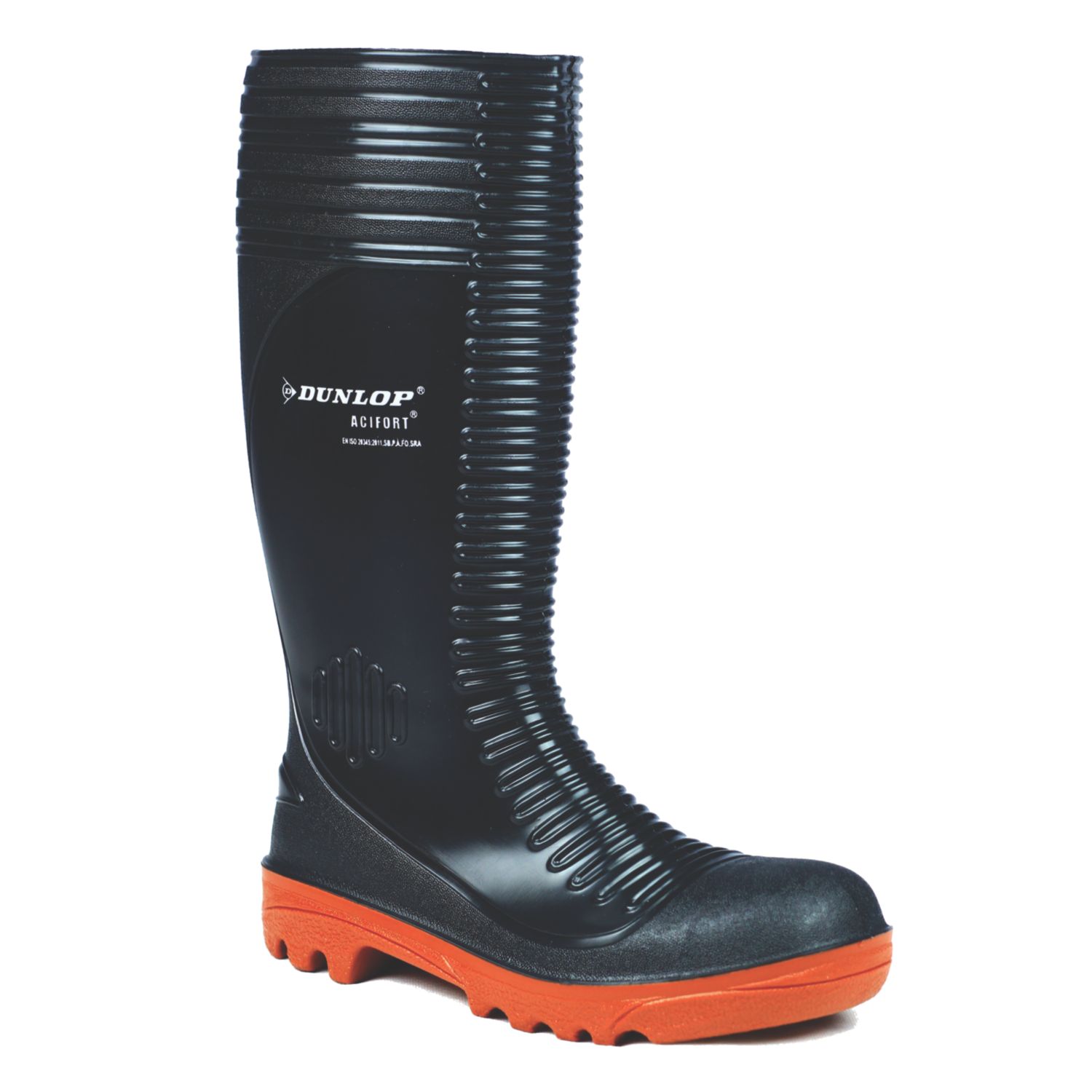 Dunlop Acifort Size 10 Black Steel Toe Cap Safety Wellies (61292)