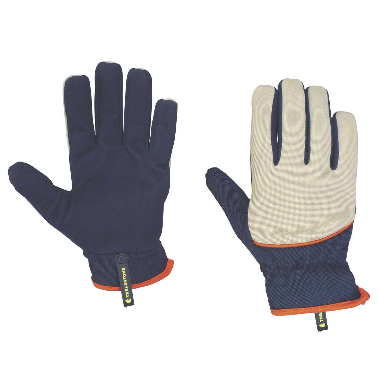 ClipGlove Stretch Fit Synthetic Leather Gardening Gloves Navy / Cream Large (613YE)