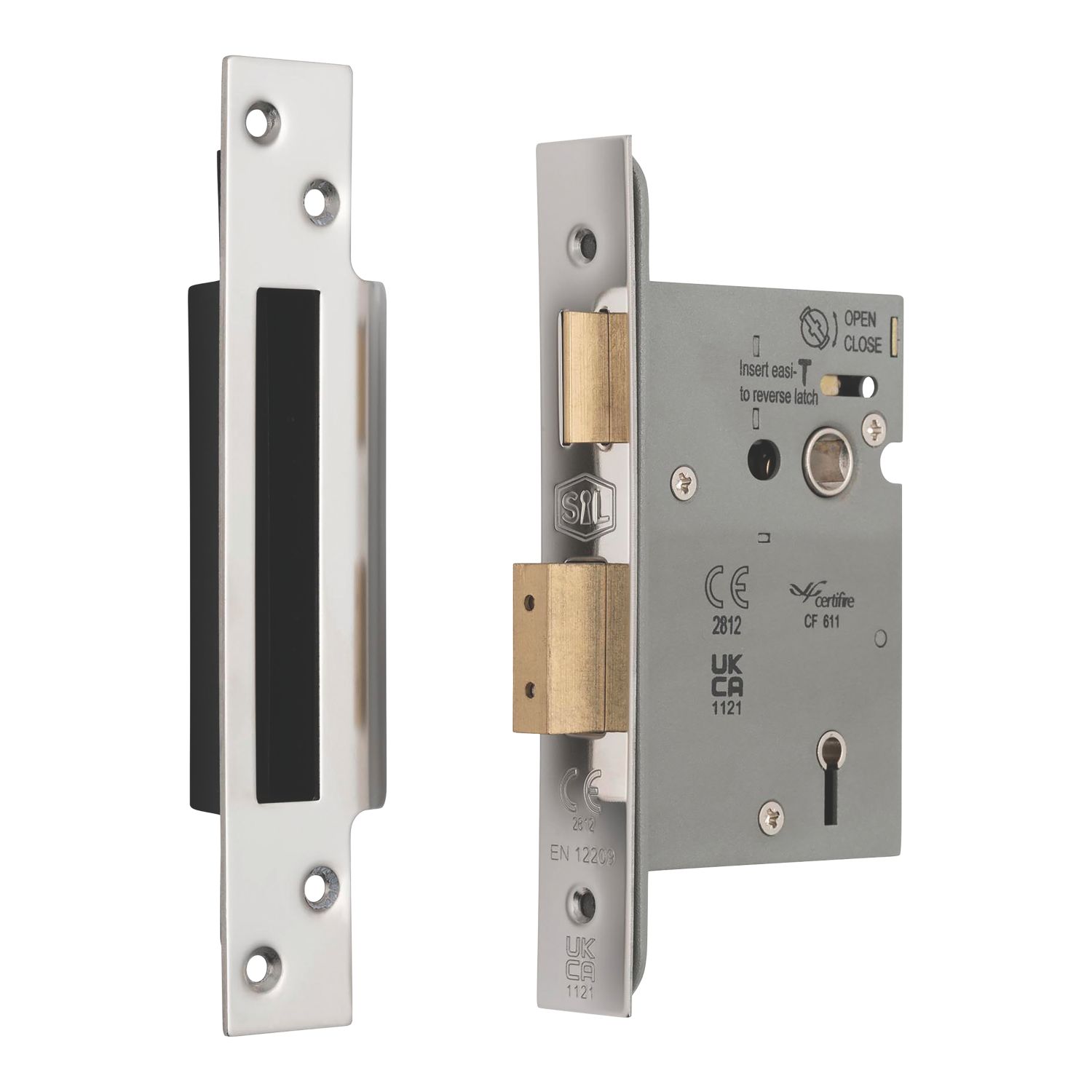 Smith & Locke Fire Rated 5 Lever Polished Chrome Architectural Sash Lock 76mm Case - 57mm Backset (614PX)