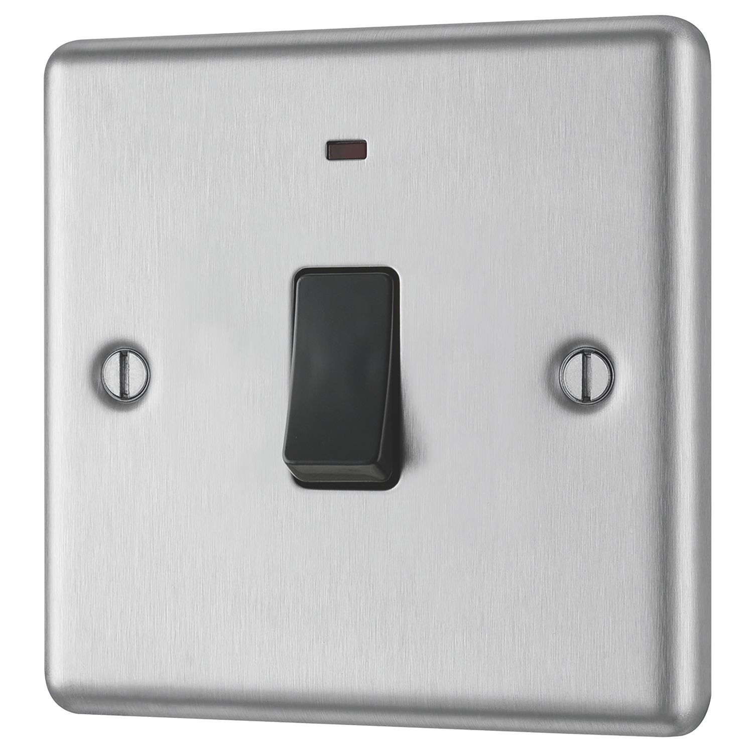 LAP 20A 1-Gang DP Control Switch Brushed Stainless Steel with Neon with Black Inserts (61644)