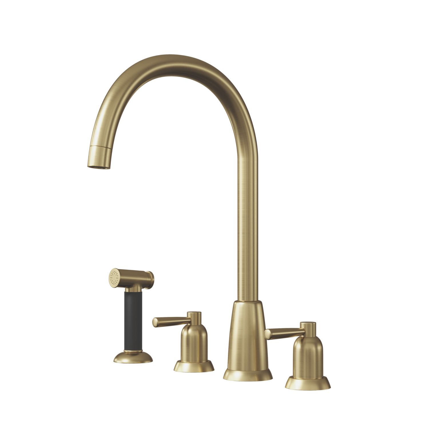 ETAL Cuthbert Dual Lever 4-Hole Kitchen Tap with Rinse Brushed Brass (616JL)