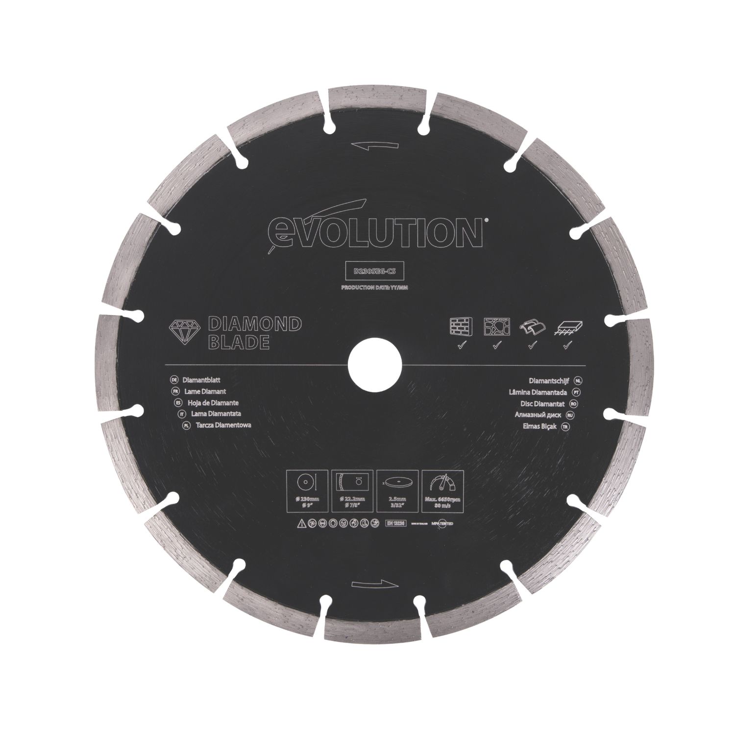 Evolution D230SEG-CS Masonry Segmented Diamond Blade 230mm x 22.2mm (616RG)