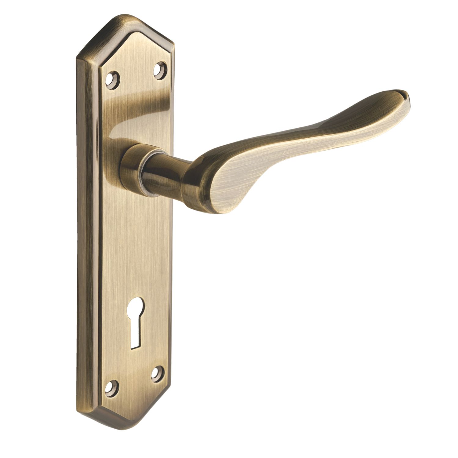 Designer Levers Bewdley Fire Rated Lever Lock Door Handle Pair Antique Brass (617KK)