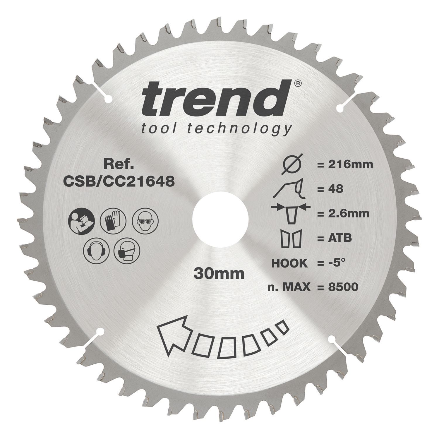 Trend CSB/CC21648 Wood Crosscut Circular Saw Blade 216mm x 30mm 48T (618XG)