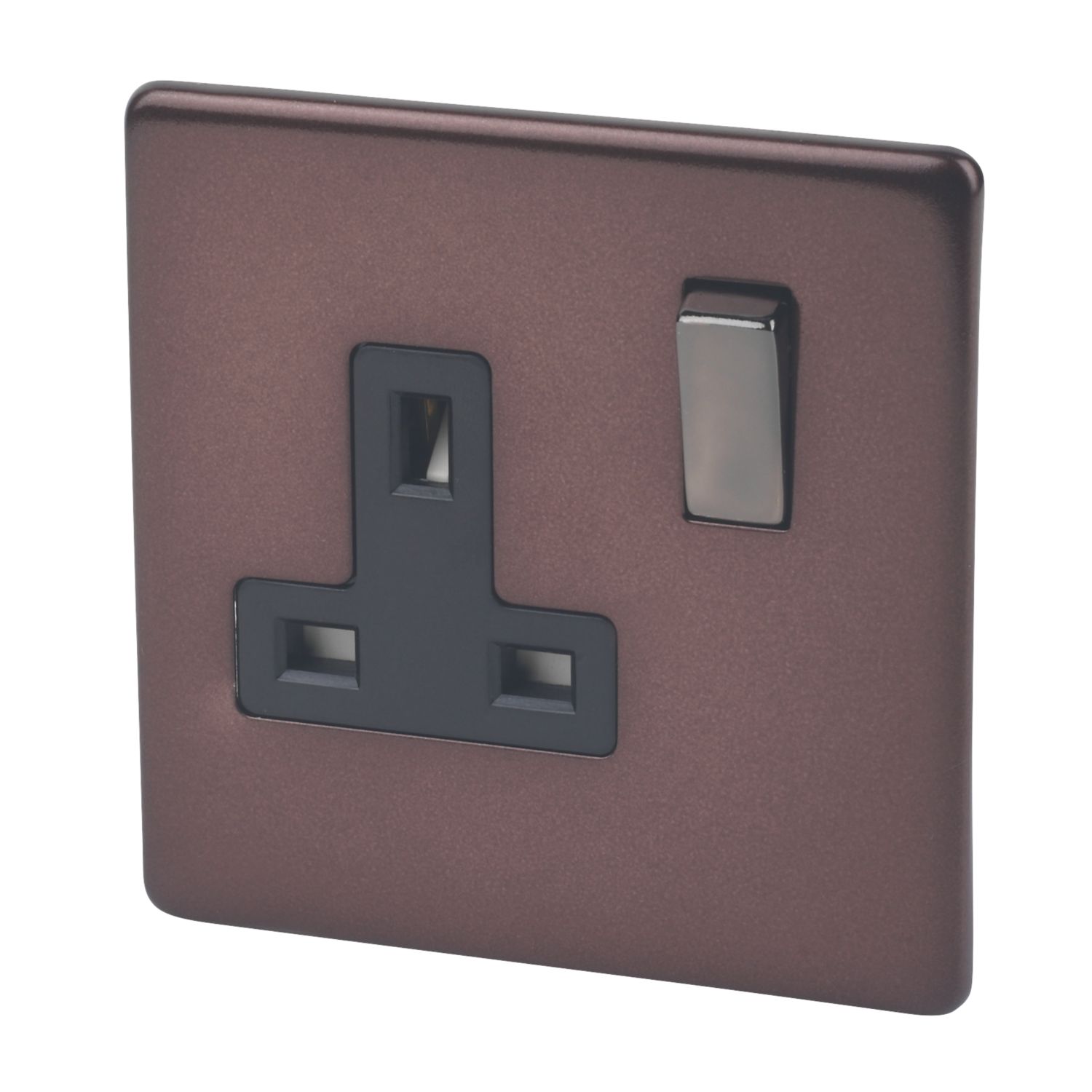 Varilight 13A 1-Gang DP Switched Plug Socket Mocha with Black Inserts (61996)