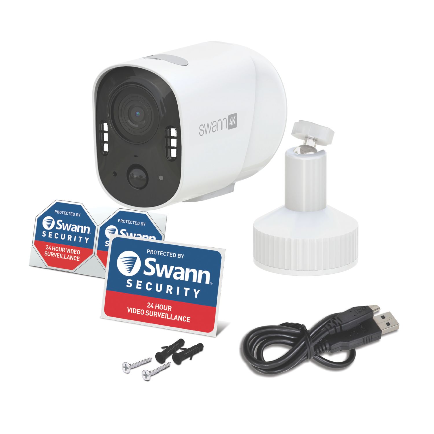 Swann Xtreem4K Rechargeable Battery-Operated White Wireless 4K Indoor & Outdoor CCTV Camera with Spotlight & PIR Sensor (620VW)