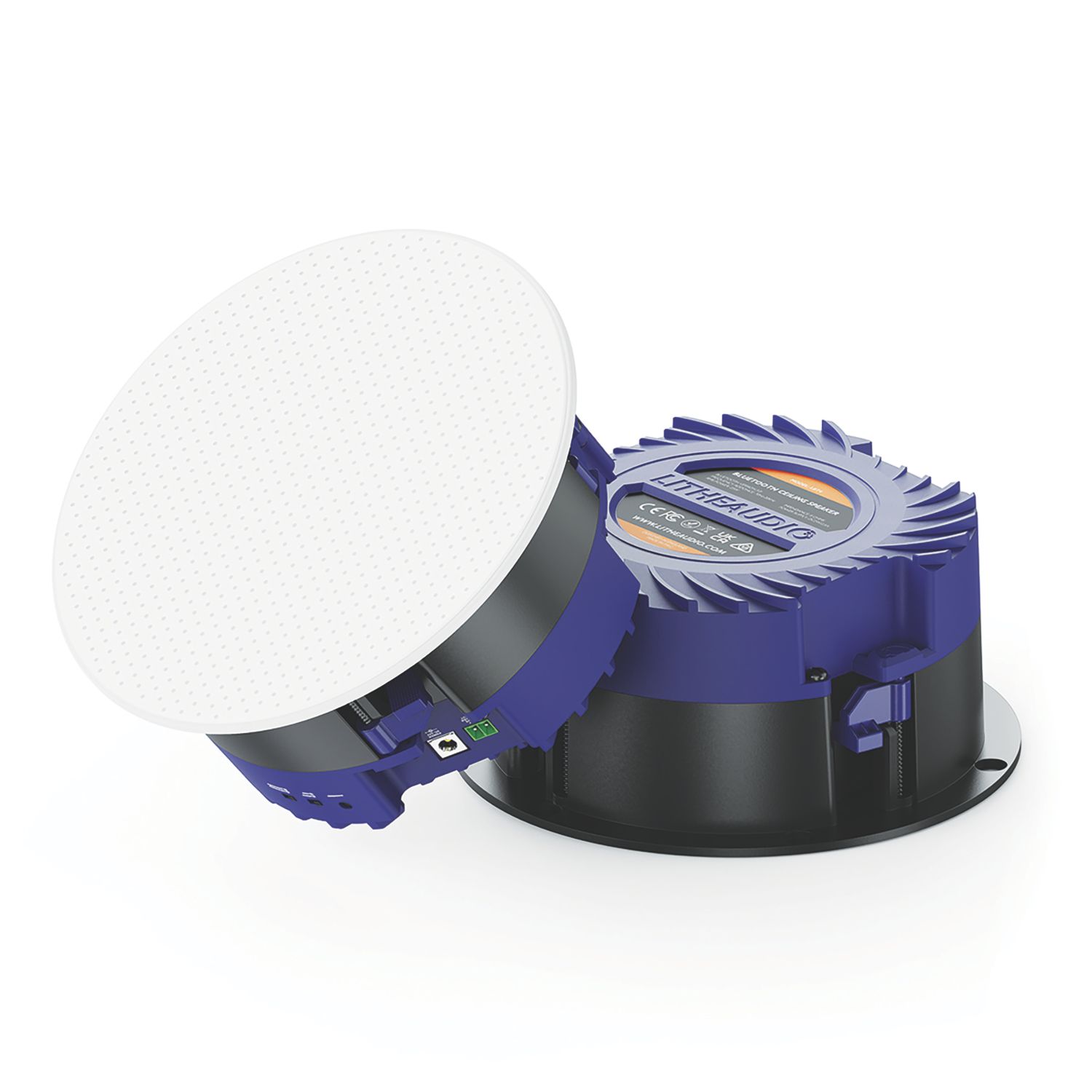 Lithe Audio 7" 25W RMS Wired or Wireless Bluetooth Ceiling Speaker Kit 30m White Grille (622YE)