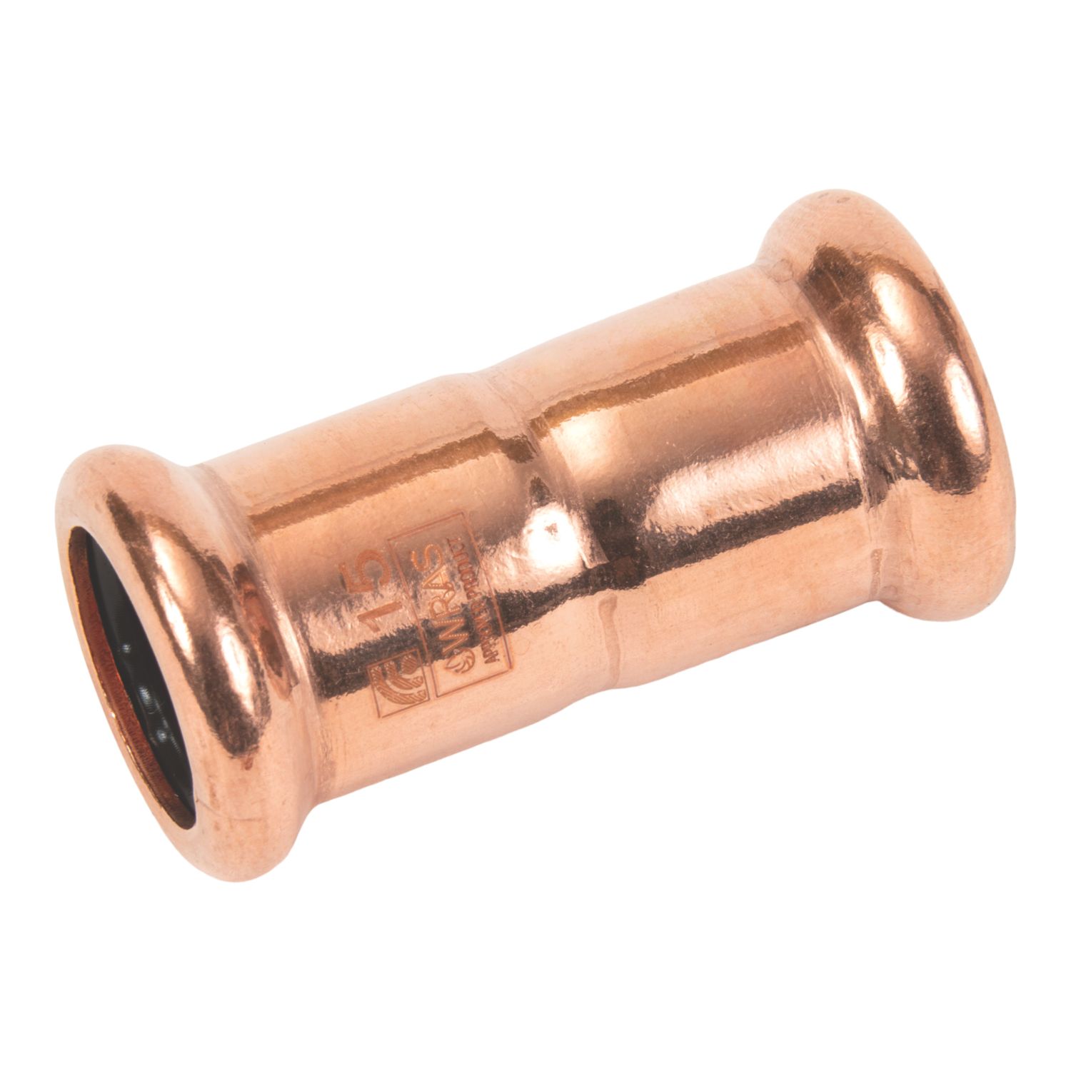 Flomasta Copper Press-Fit Equal M-Profile Straight Couplers 15mm 10 Pack (623AK)