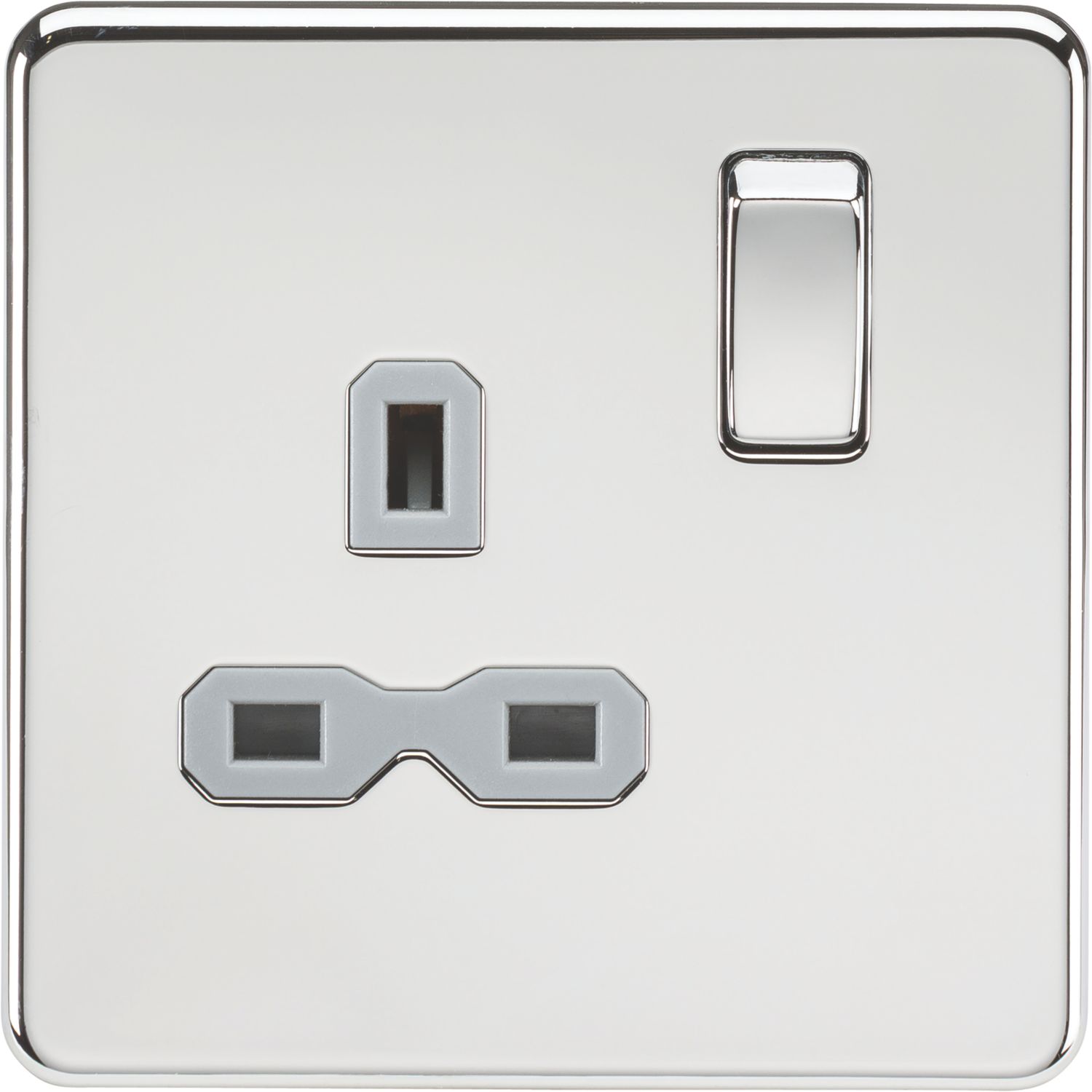 Knightsbridge 13A 1-Gang DP Switched Single Socket Polished Chrome with Colour-Matched Inserts (623TY)