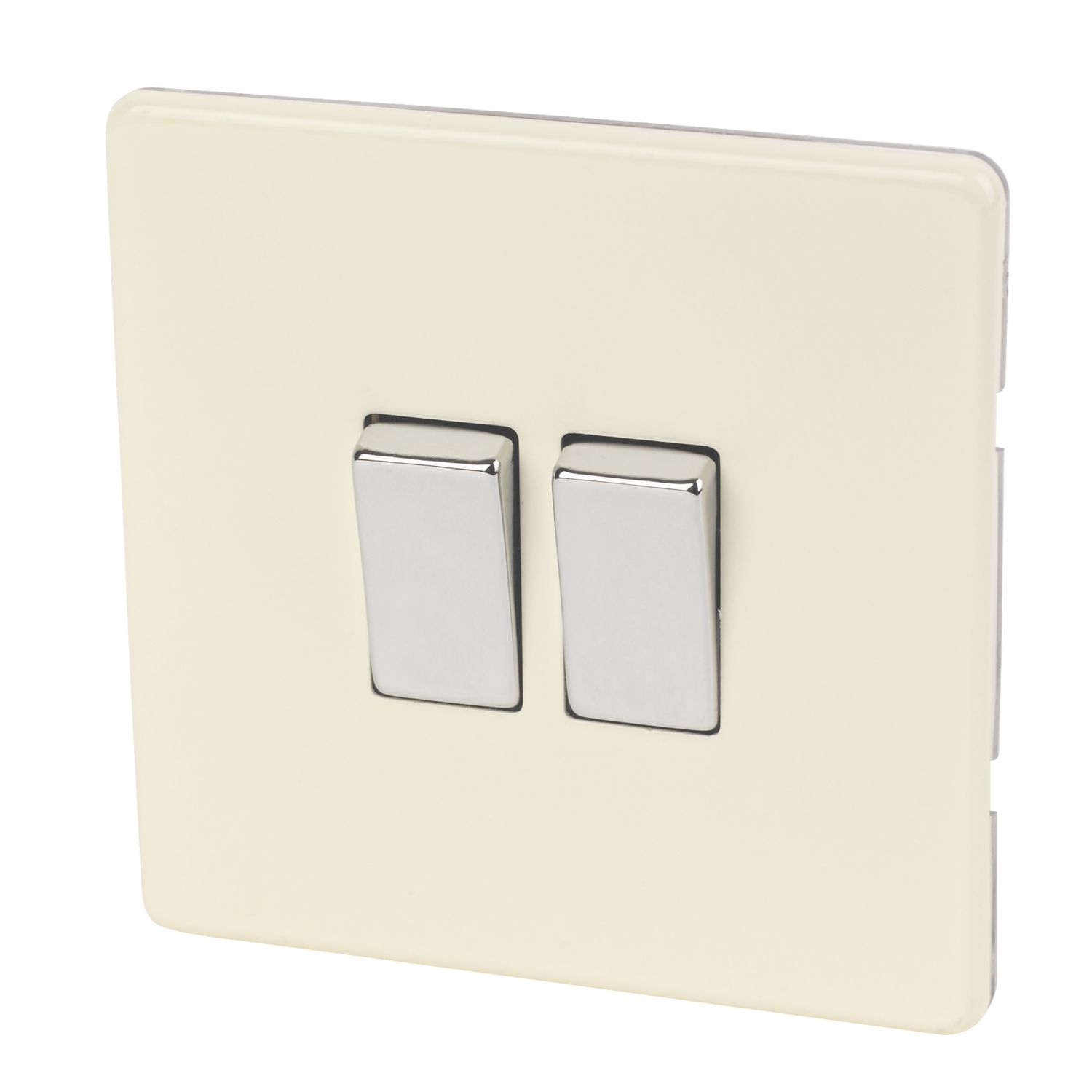 Varilight 10AX 2-Gang 2-Way Light Switch White Chocolate (62479)