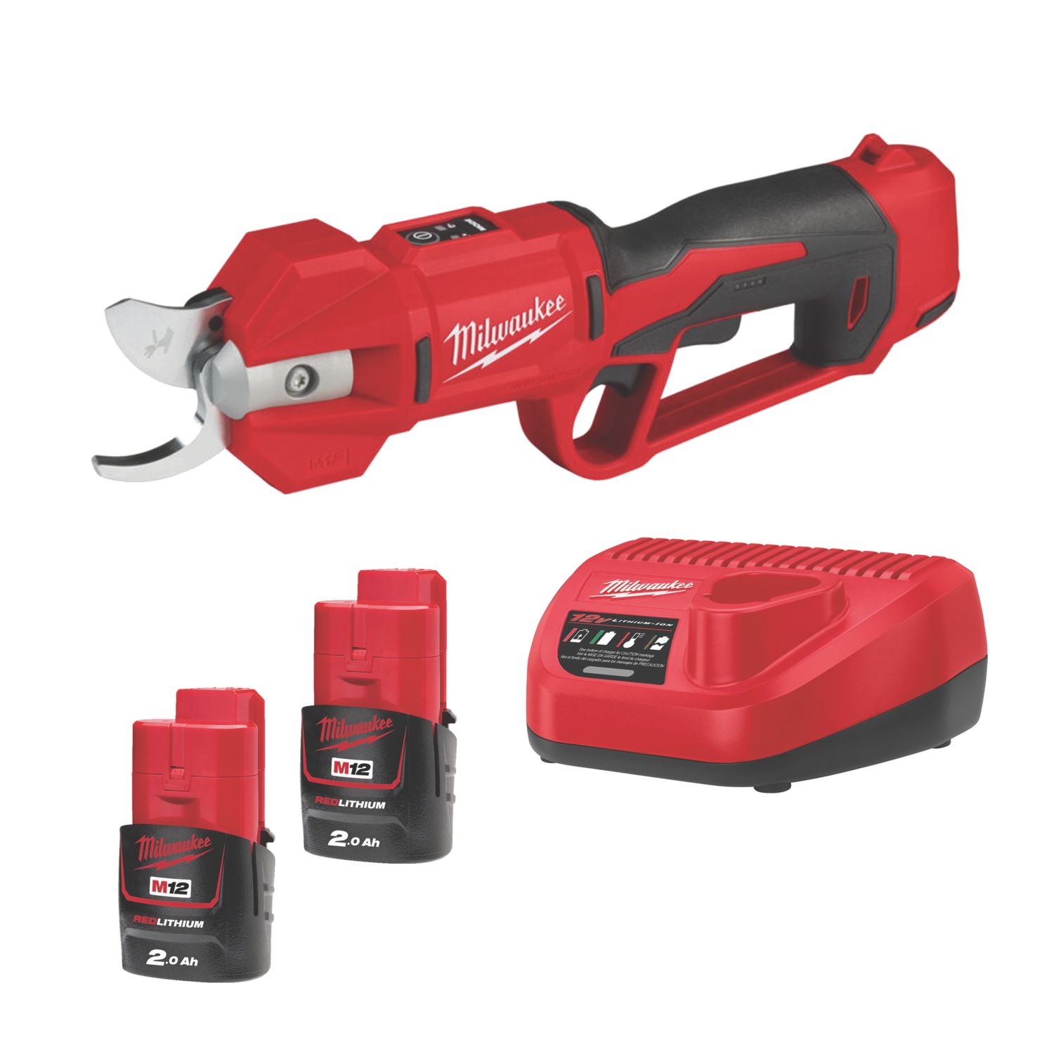 Milwaukee M12BLPRS-202 12V 2 x 2.0Ah Li-Ion RedLithium Cordless Scissor Pruning Shears (624CX)