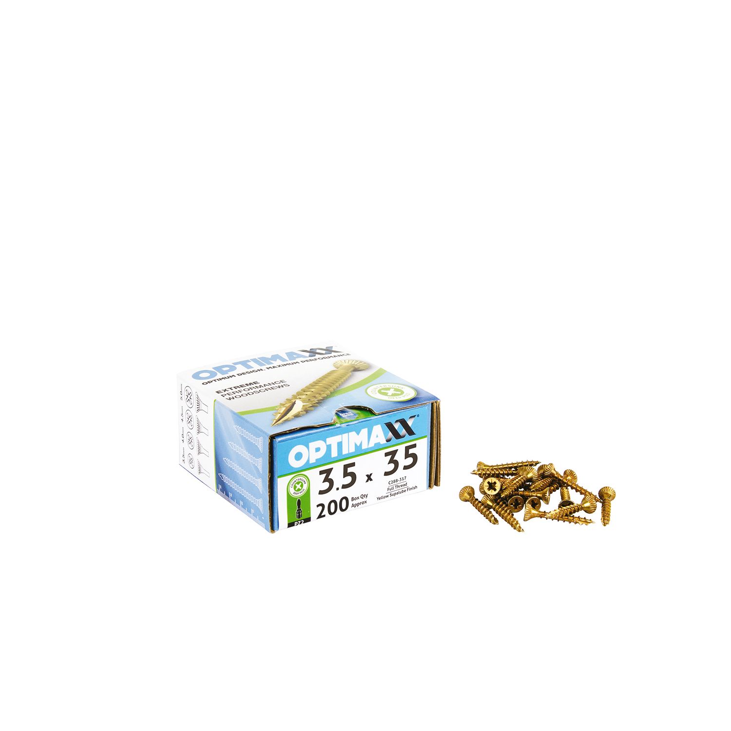 Optimaxx PZ Countersunk Wood Screws 3.5mm x 35mm 200 Pack (624TY)