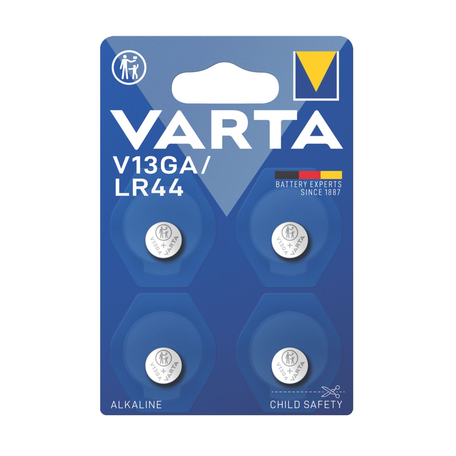 Varta LR44 1.5V Button Cell Alkaline Batteries 4 Pack (625AV)
