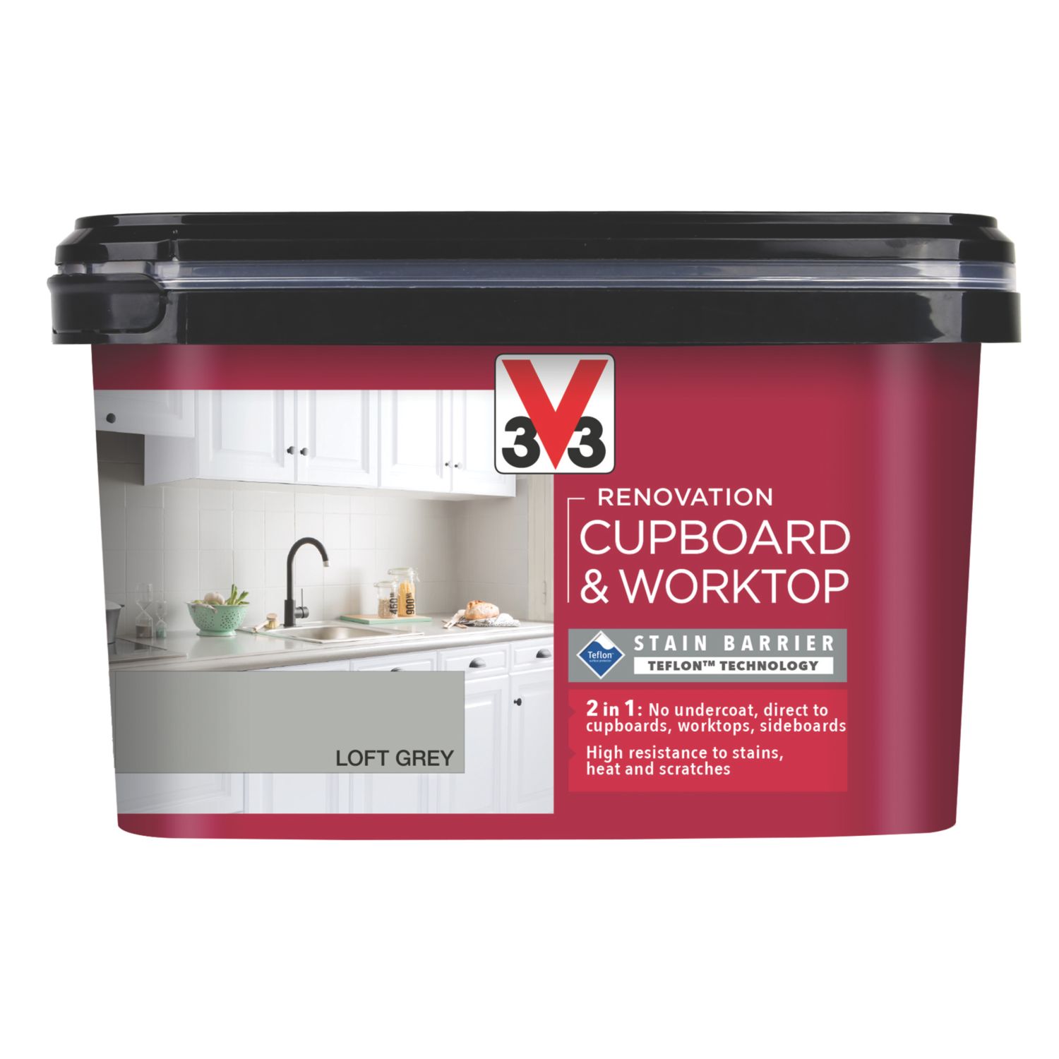 V33 2Ltr Loft Grey Satin Kitchen Cupboard Paint (625FW)