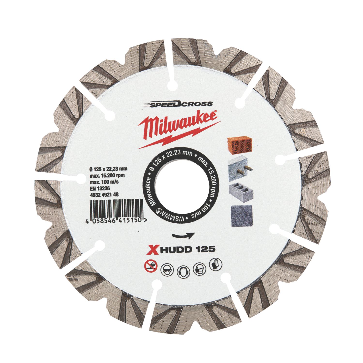 Milwaukee Premium Speedcross XHUDD Multi-Material Diamond Blade 125mm x 22.23mm (625GE)