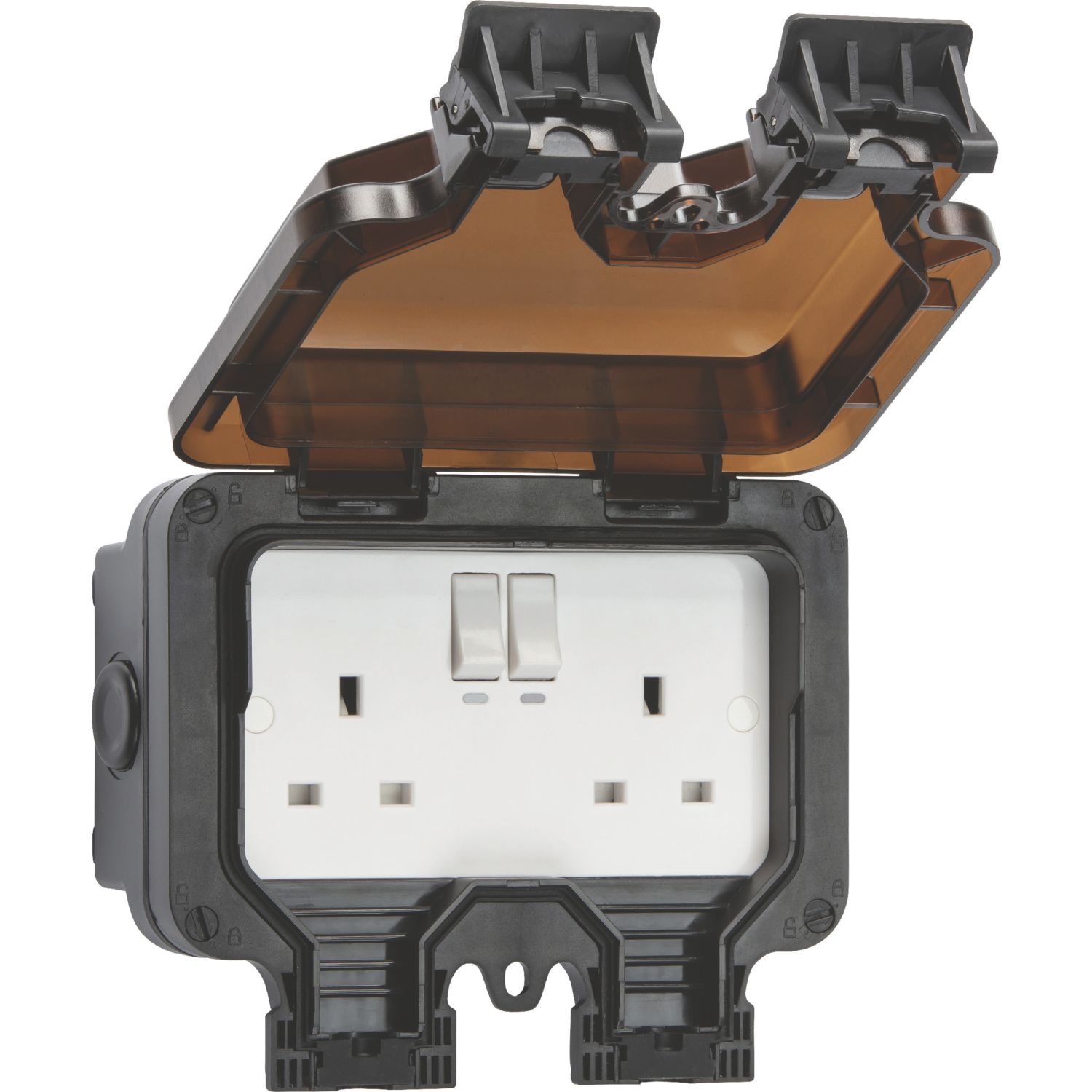 Knightsbridge OP9R IP66 13A 2-Gang SP Weatherproof Outdoor Switched Remote-Controlled Socket (627VF)