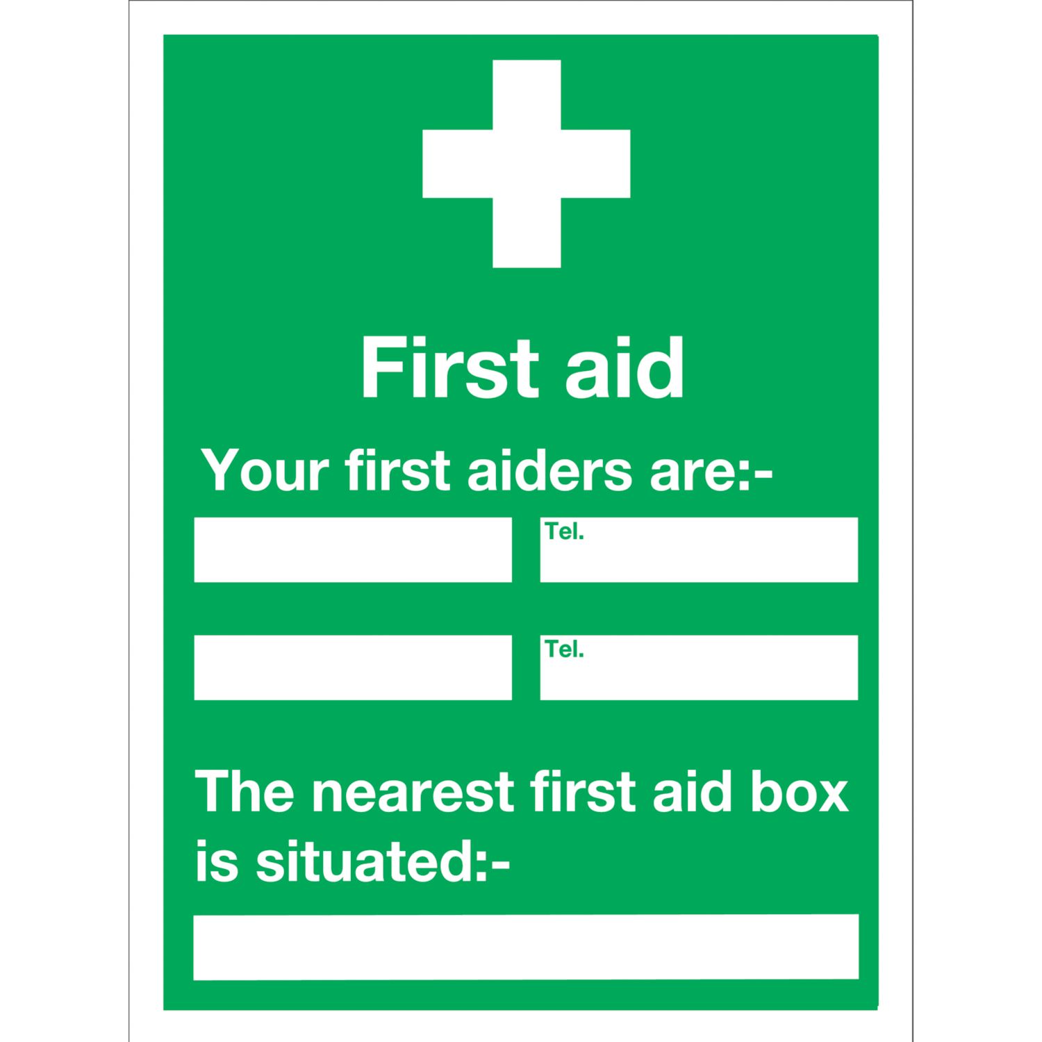 "First Aider" Notice Sign 200mm x 150mm (62873)
