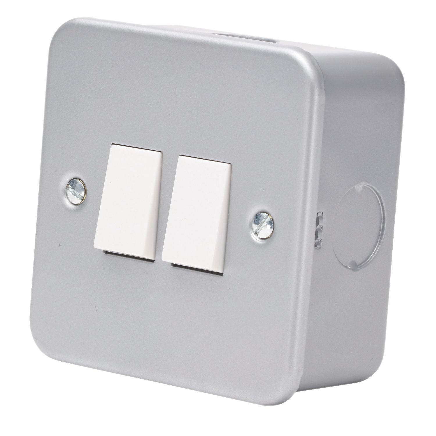 Essentials 10AX 2-Gang 2-Way Metal Clad Switch with White Inserts (62896)