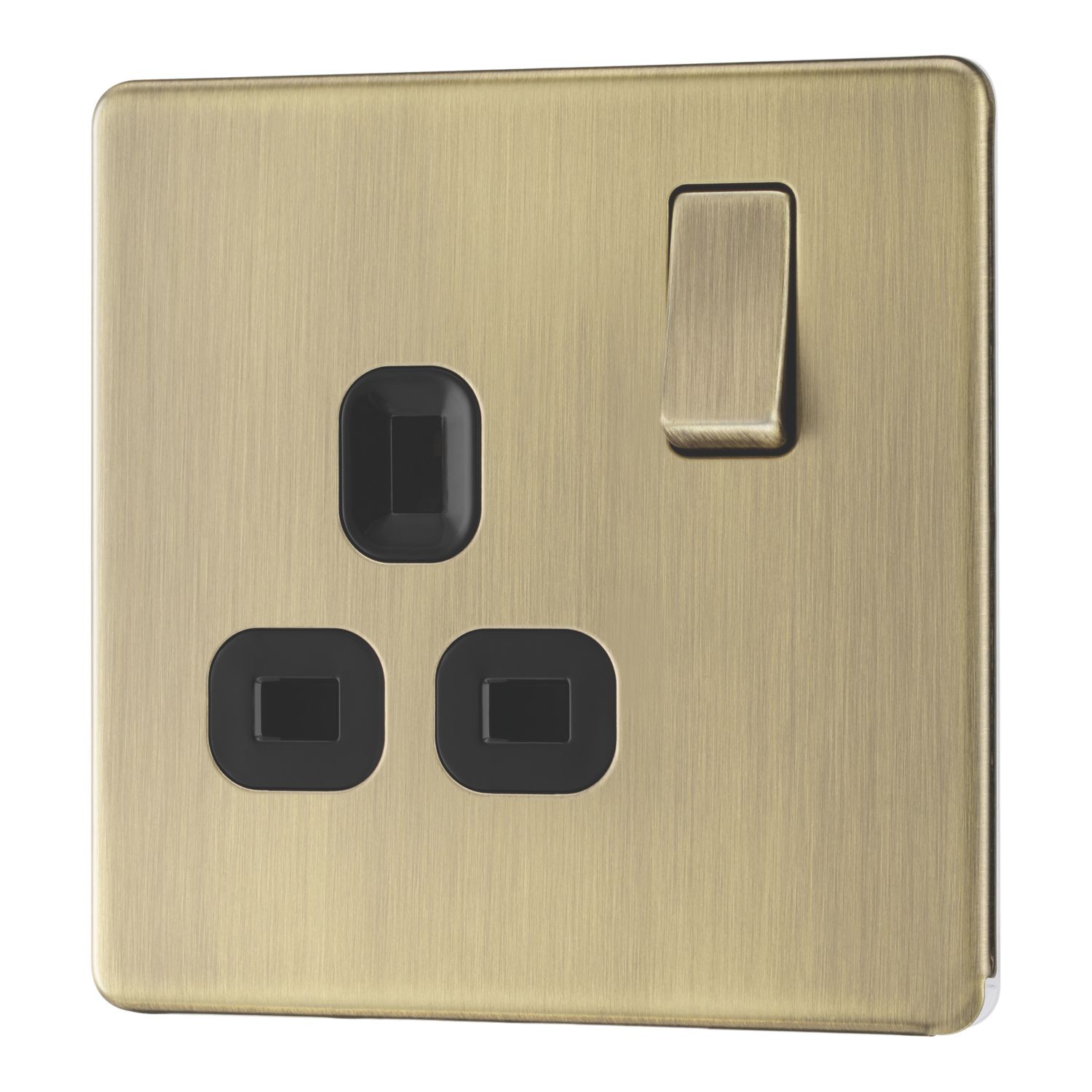 LAP 13A 1-Gang DP Switched Socket Antique Brass with Black Inserts (628PN)