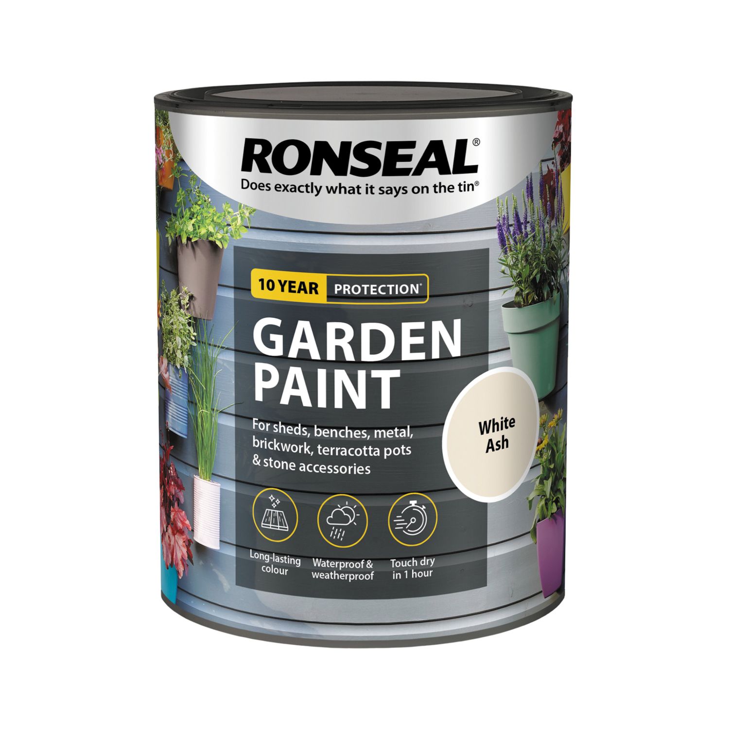 Ronseal 750ml White Ash Matt Garden Paint (6304H)