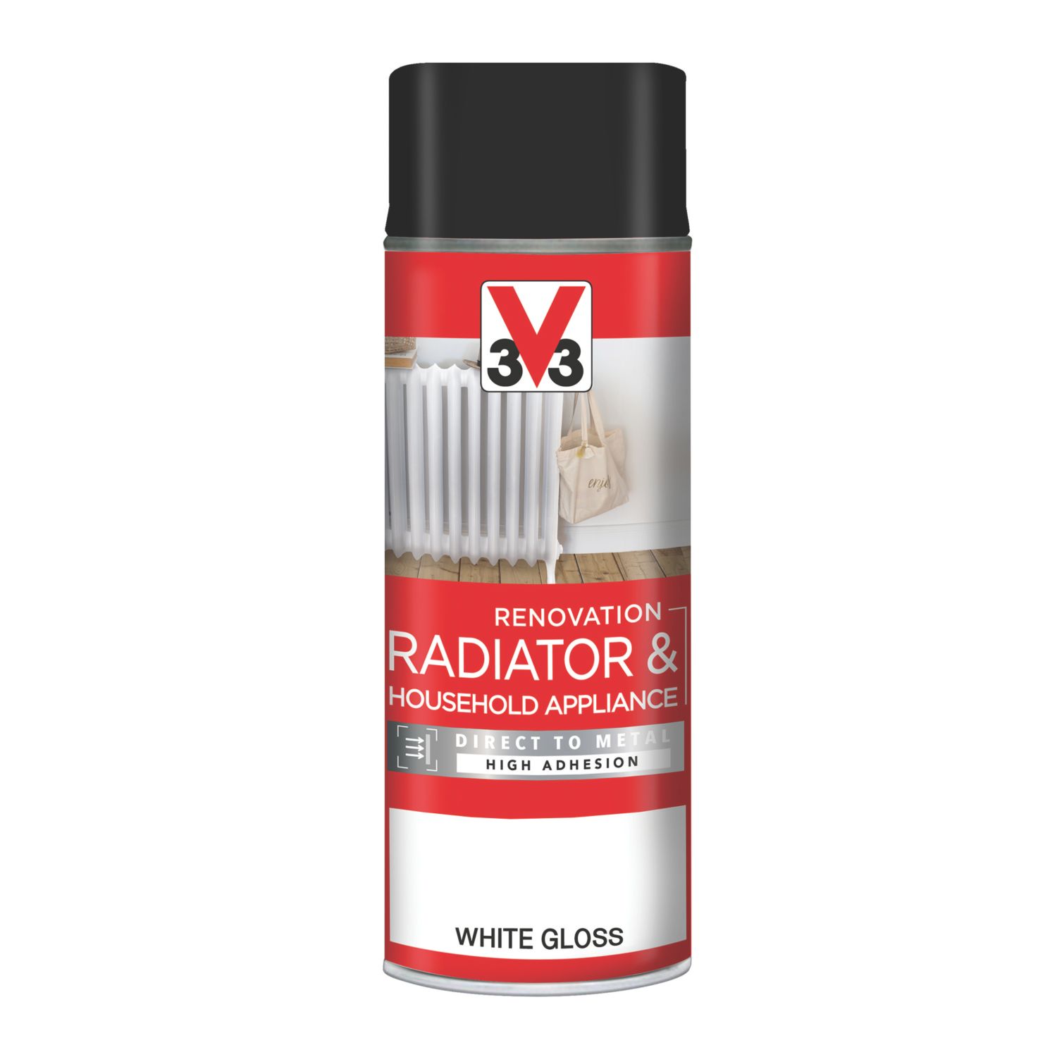V33 400ml White Gloss Heat Resistant Radiator & Appliance Spray Paint (630FW)