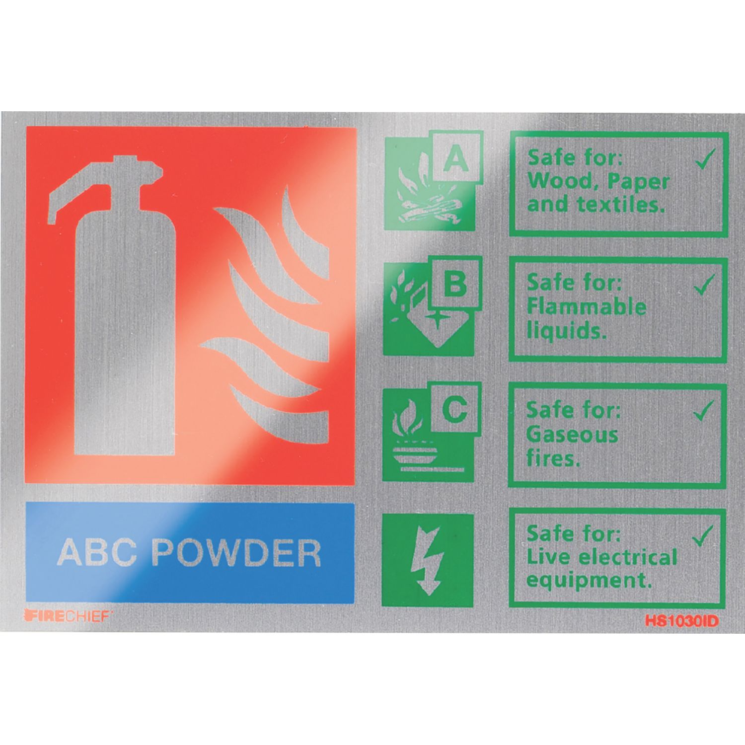Firechief Non Photoluminescent "ABC Powder" Fire Safety Sign 150mm x 100mm (631FX)