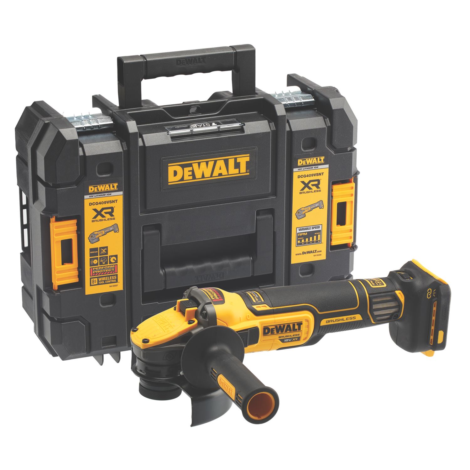 DEWALT DCG409VSNT-XJ 18V Li-Ion XR 4.9" Brushless Cordless Angle Grinder - Bare (632FU)