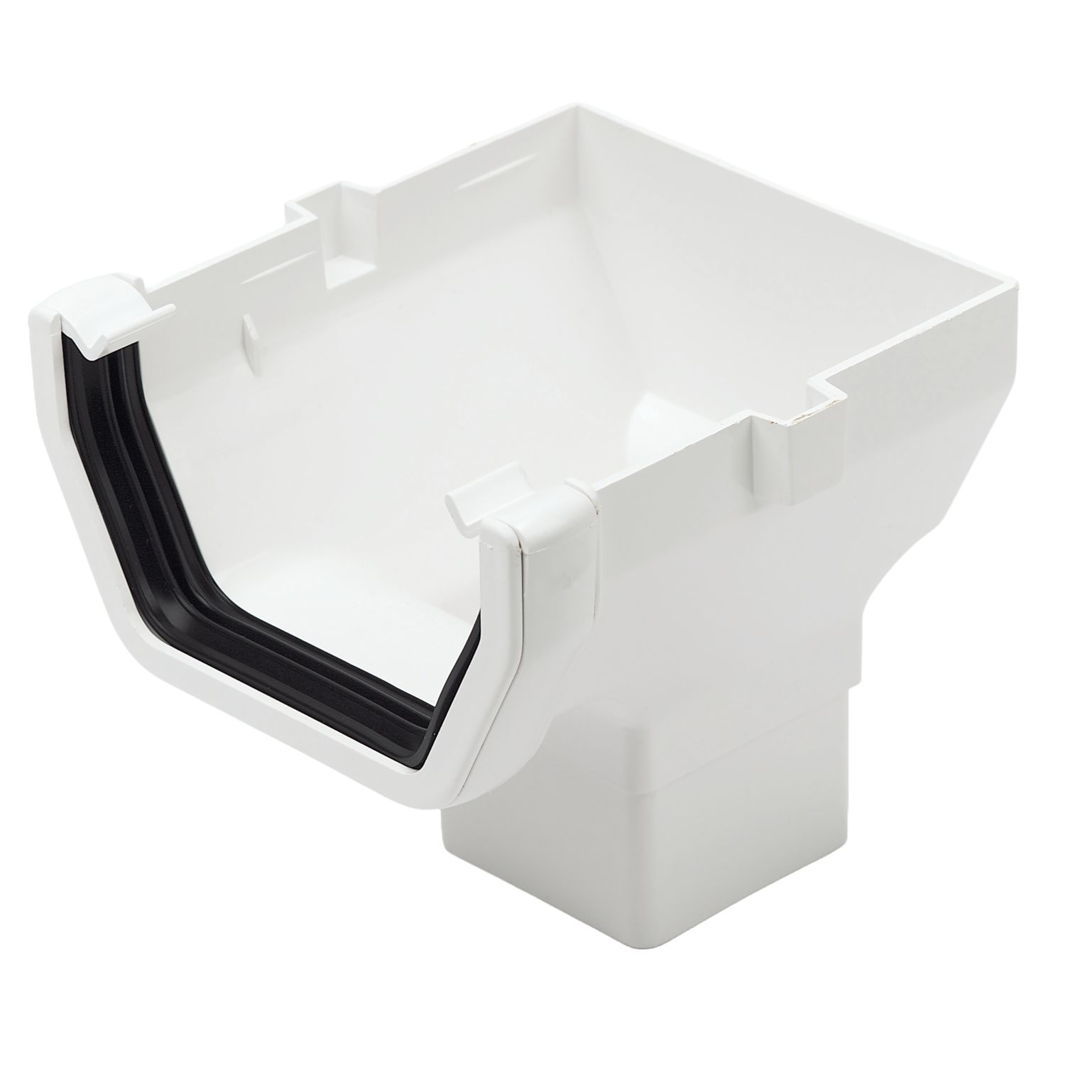 FloPlast uPVC Square Stop End Outlet White 114mm x 65mm (63578)