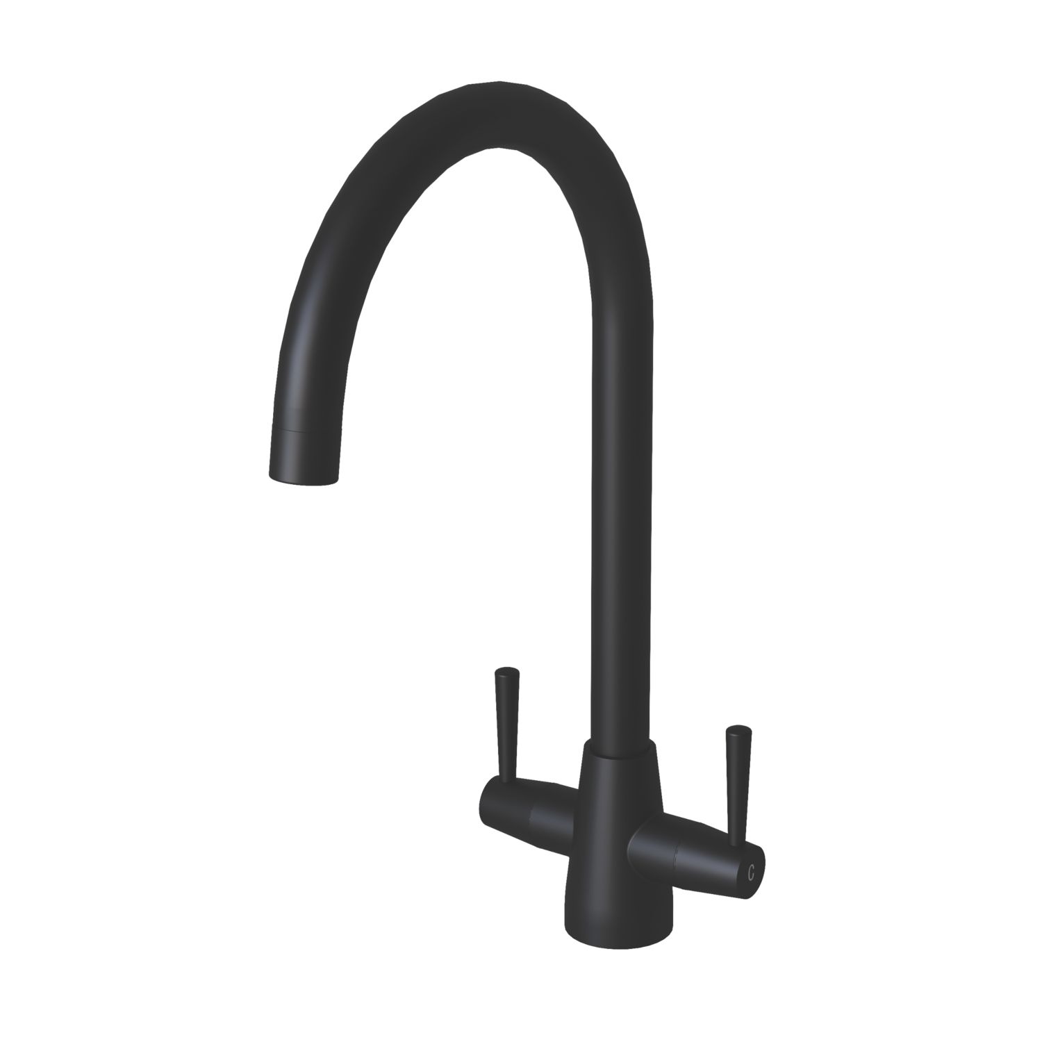ETAL Wick Twin Lever Kitchen Mixer Tap Matt Black (635FJ)