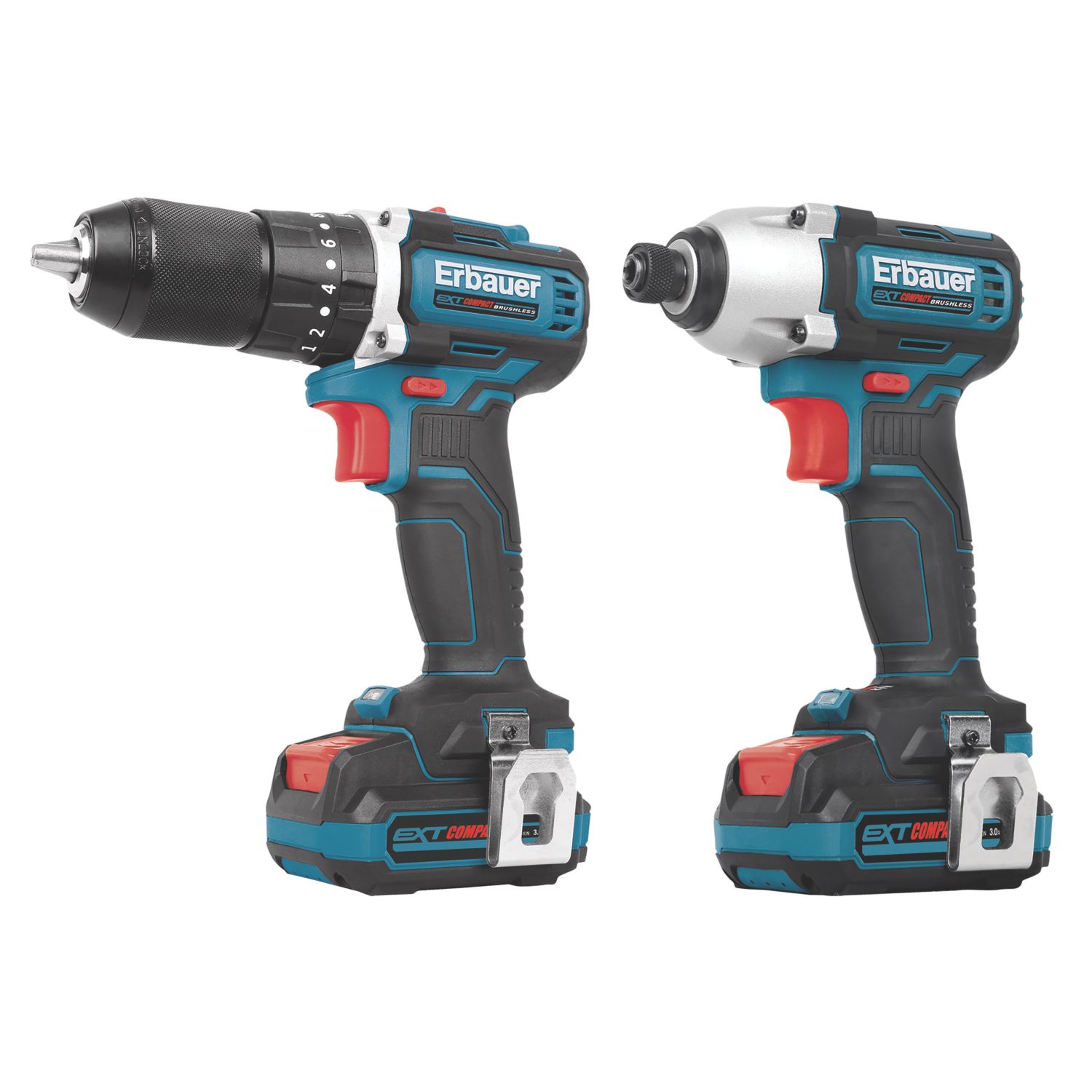 Erbauer ECD12-Li-2/EID12-Li-2 12V 2 x 3.0Ah Li-Ion EXT Brushless Cordless Combi Drill & Impact Driver Twin Kit (635PV)