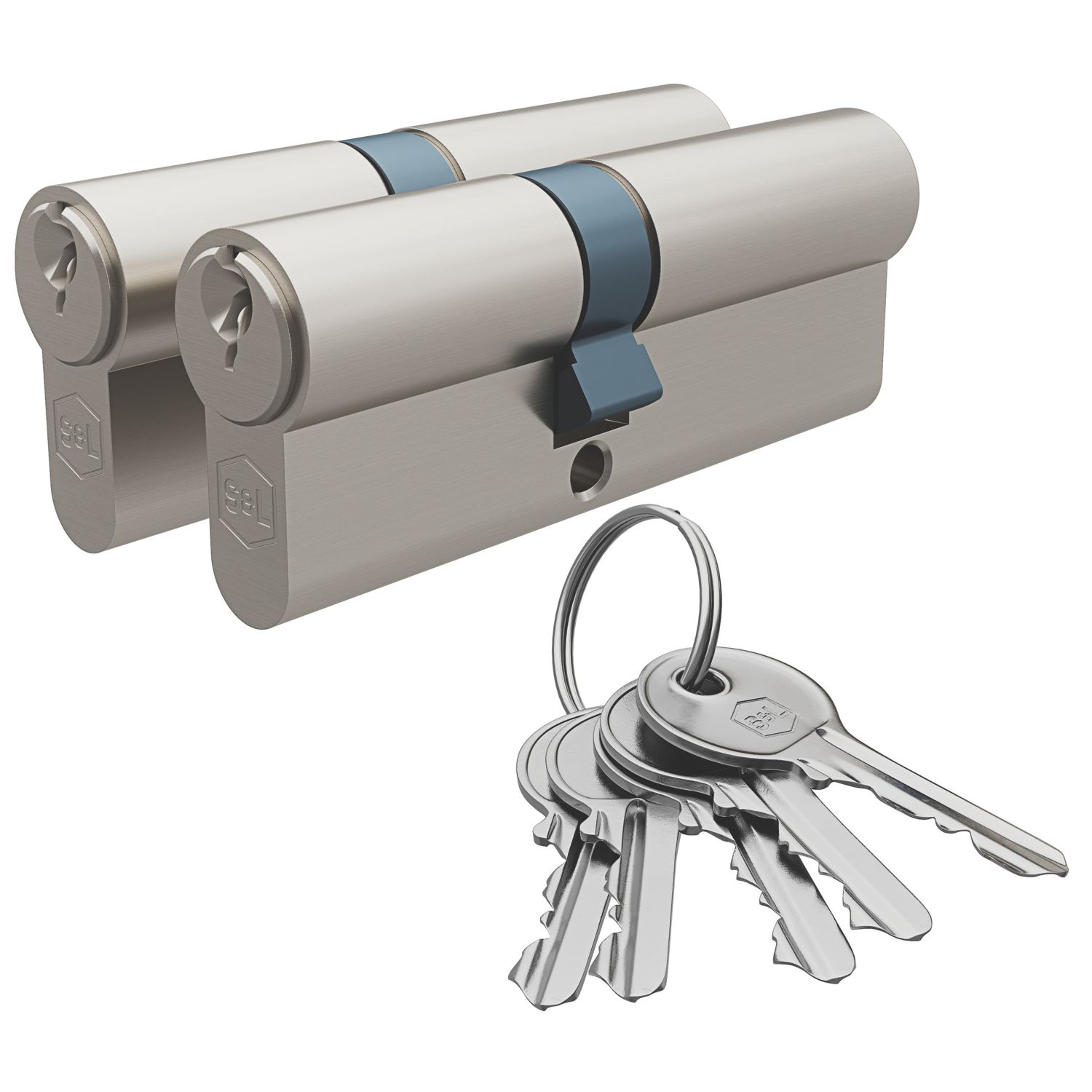 Smith & Locke 1 Star 6-Pin Euro Double Cylinder Locks 35-45 (80mm) Silver 2 Pack (635PX)