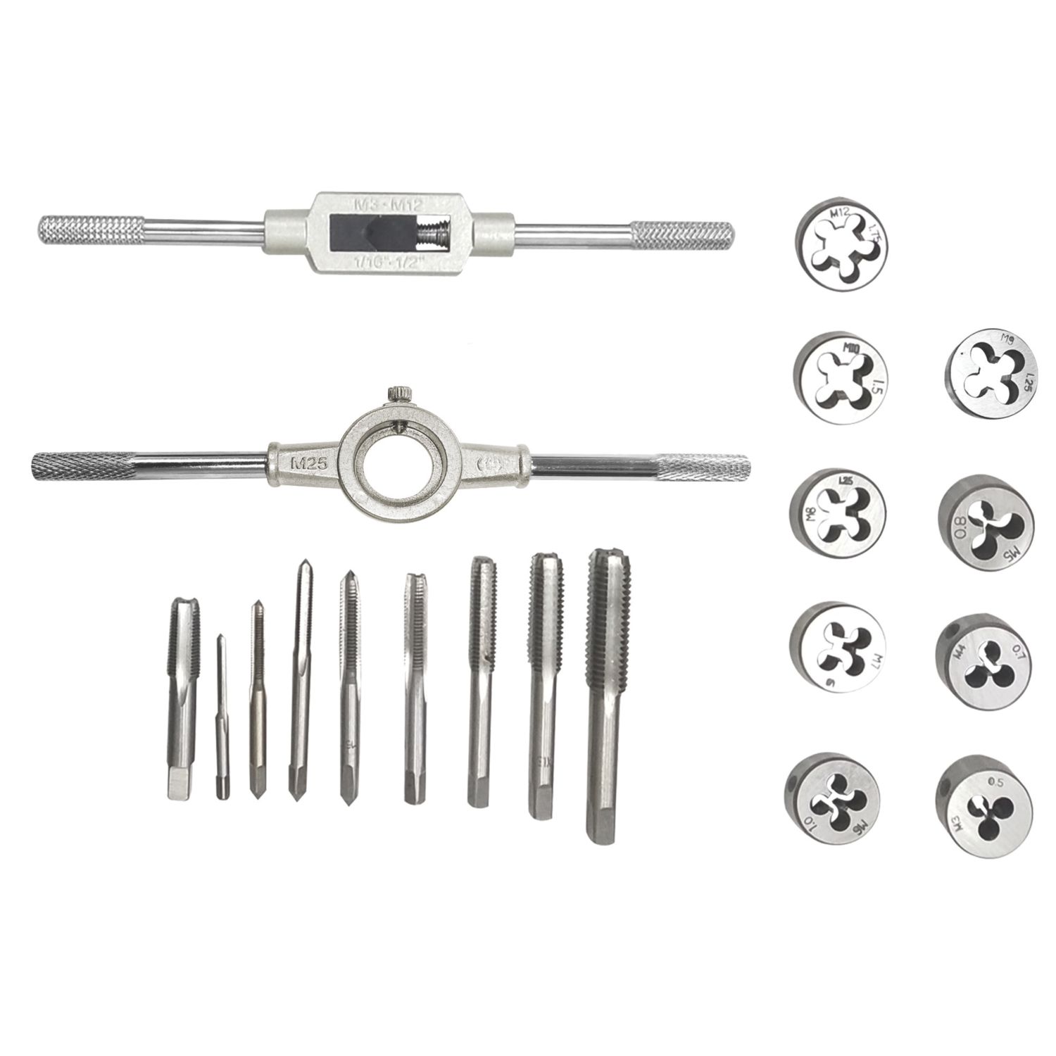 Forge Steel 0.5 - 1.75mm Metric Tap & Die Set 20 Pieces (635YC)