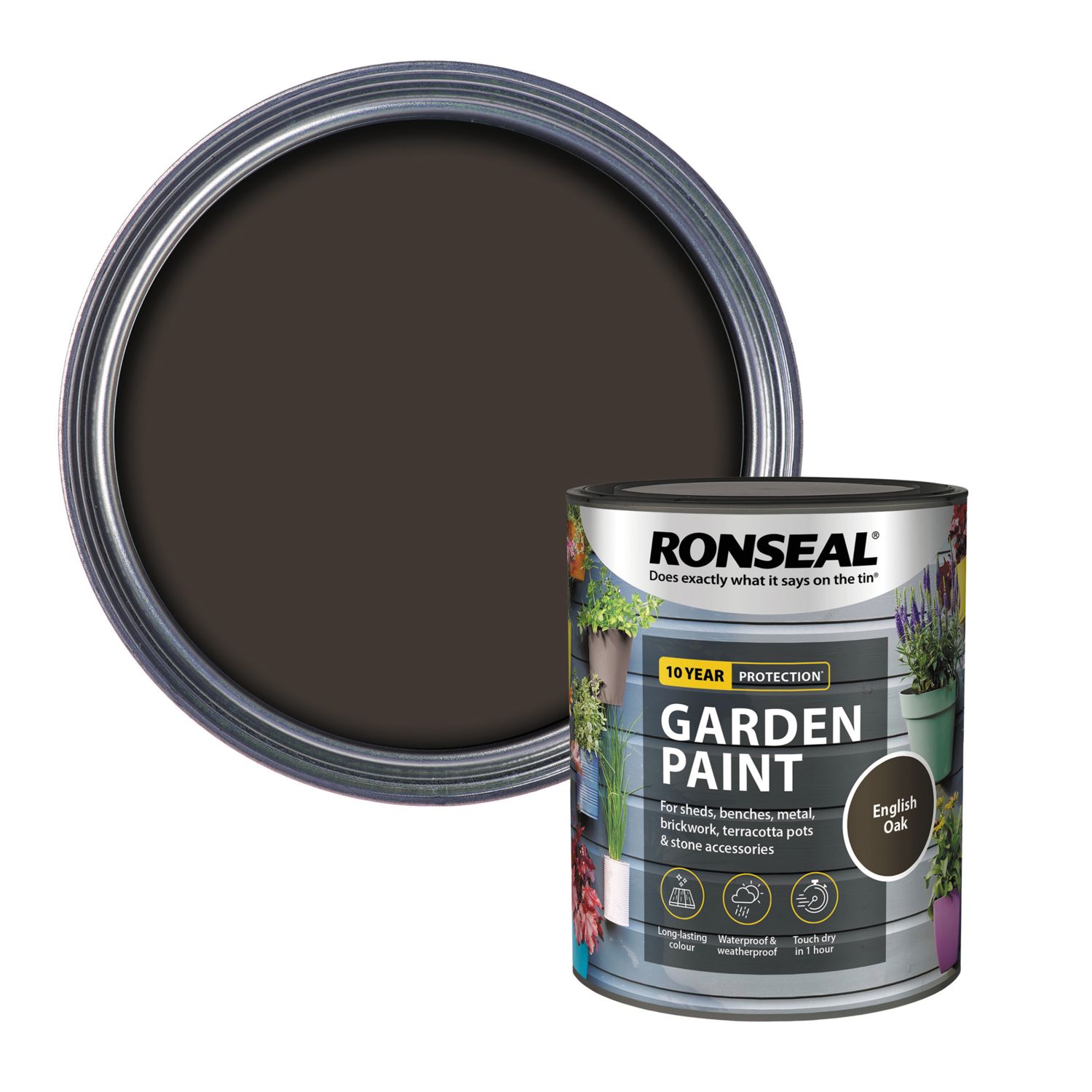 Ronseal 750ml English Oak Matt Garden Paint (6360H)