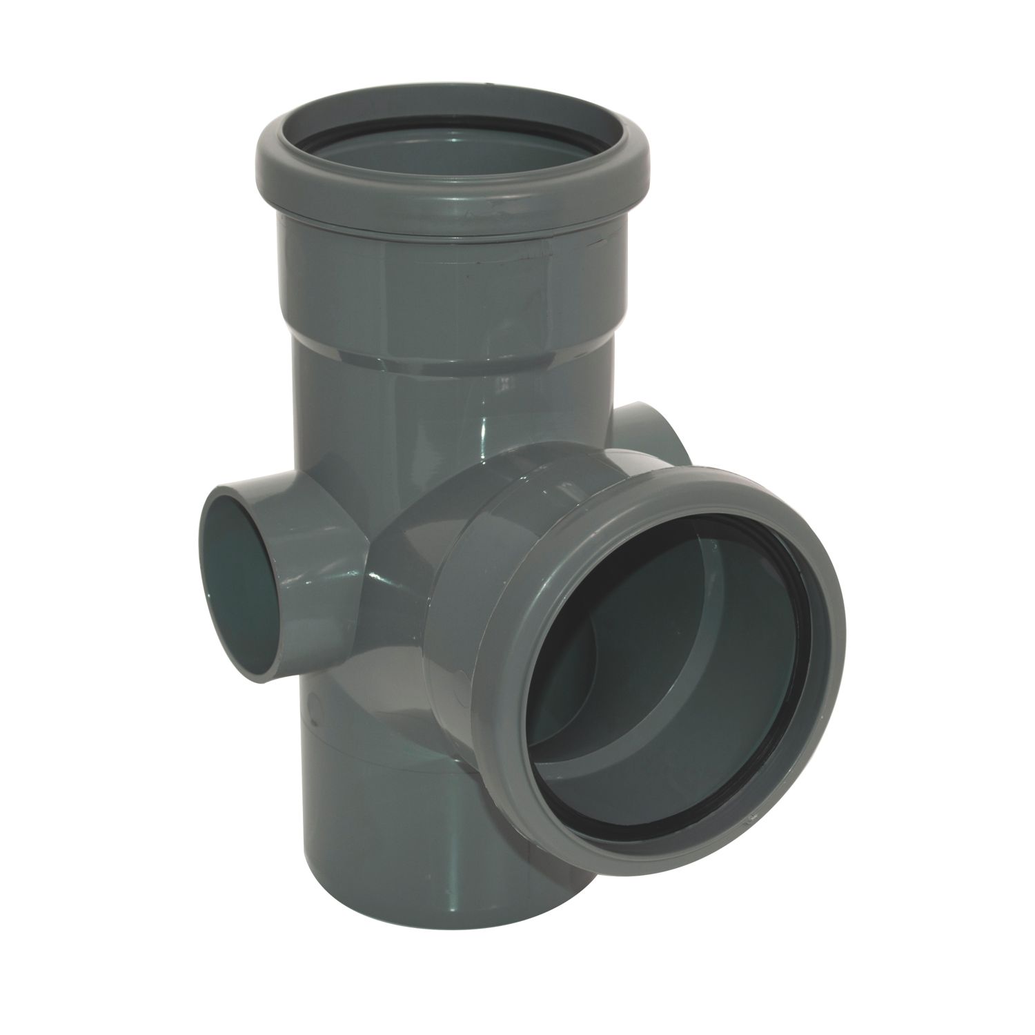 FloPlast Push-Fit 92.5° Double Socket Soil Branch Anthracite Grey 110mm (637KJ)