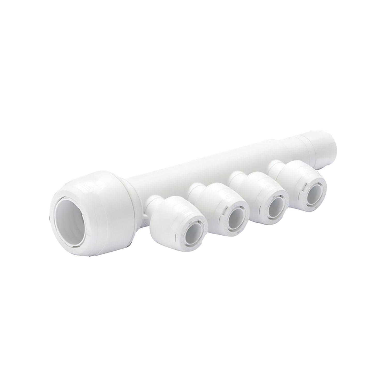 Hep2O Plastic Push-Fit Reducing 4 Port Keyless Spigot Manifold (Same Side) 22mm x 10mm (637RE)