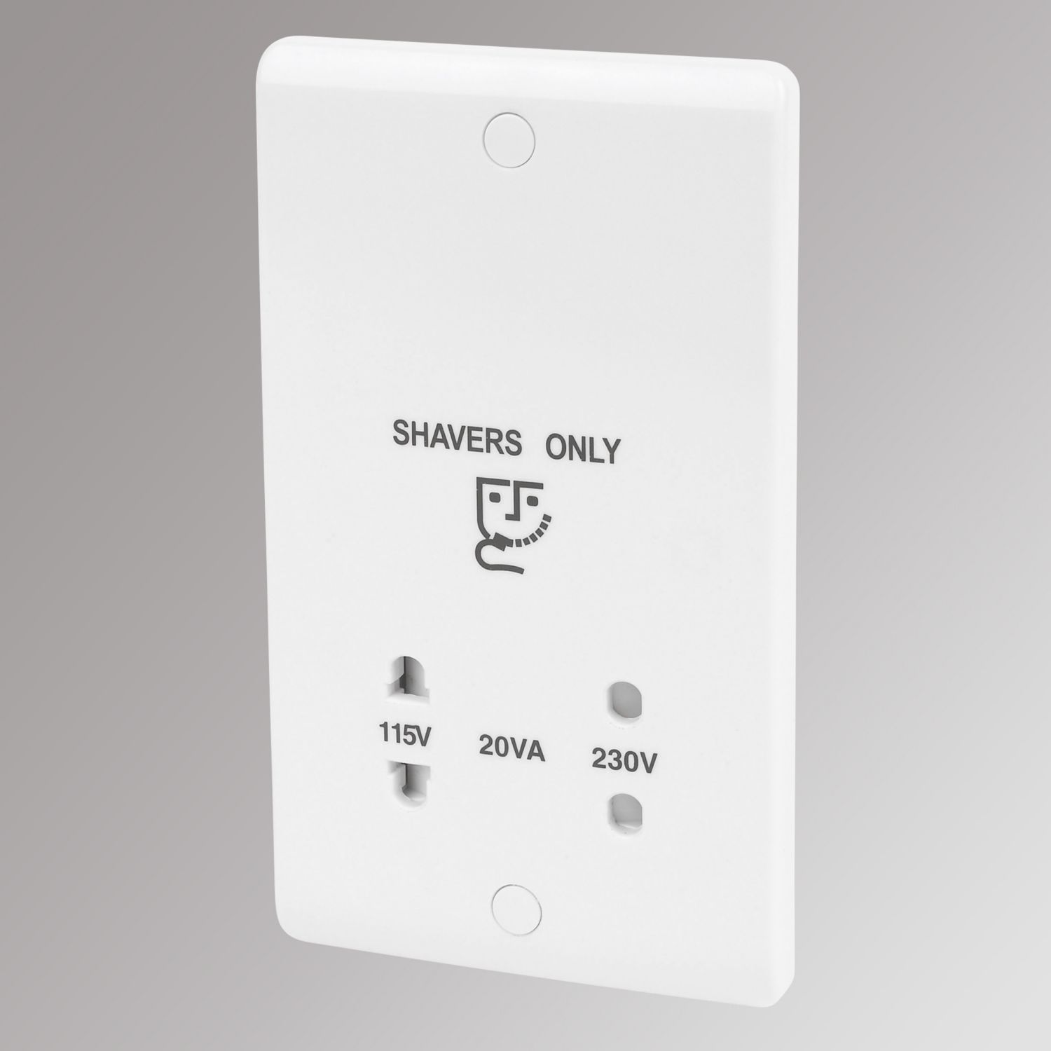 LAP 2-Gang Dual Voltage Shaver Socket 115 / 230V White (63953)