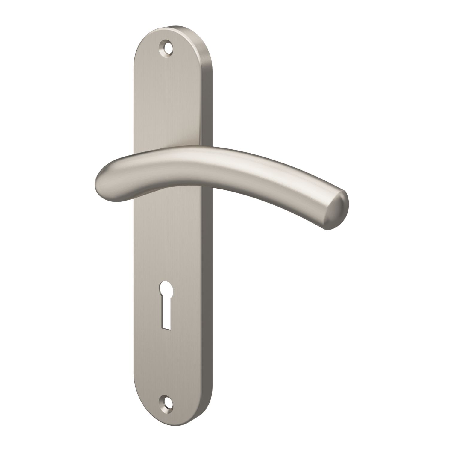 Cooke & Lewis Bourne Lever on Backplate Lockable Handle Pair Satin Nickel (640CM)