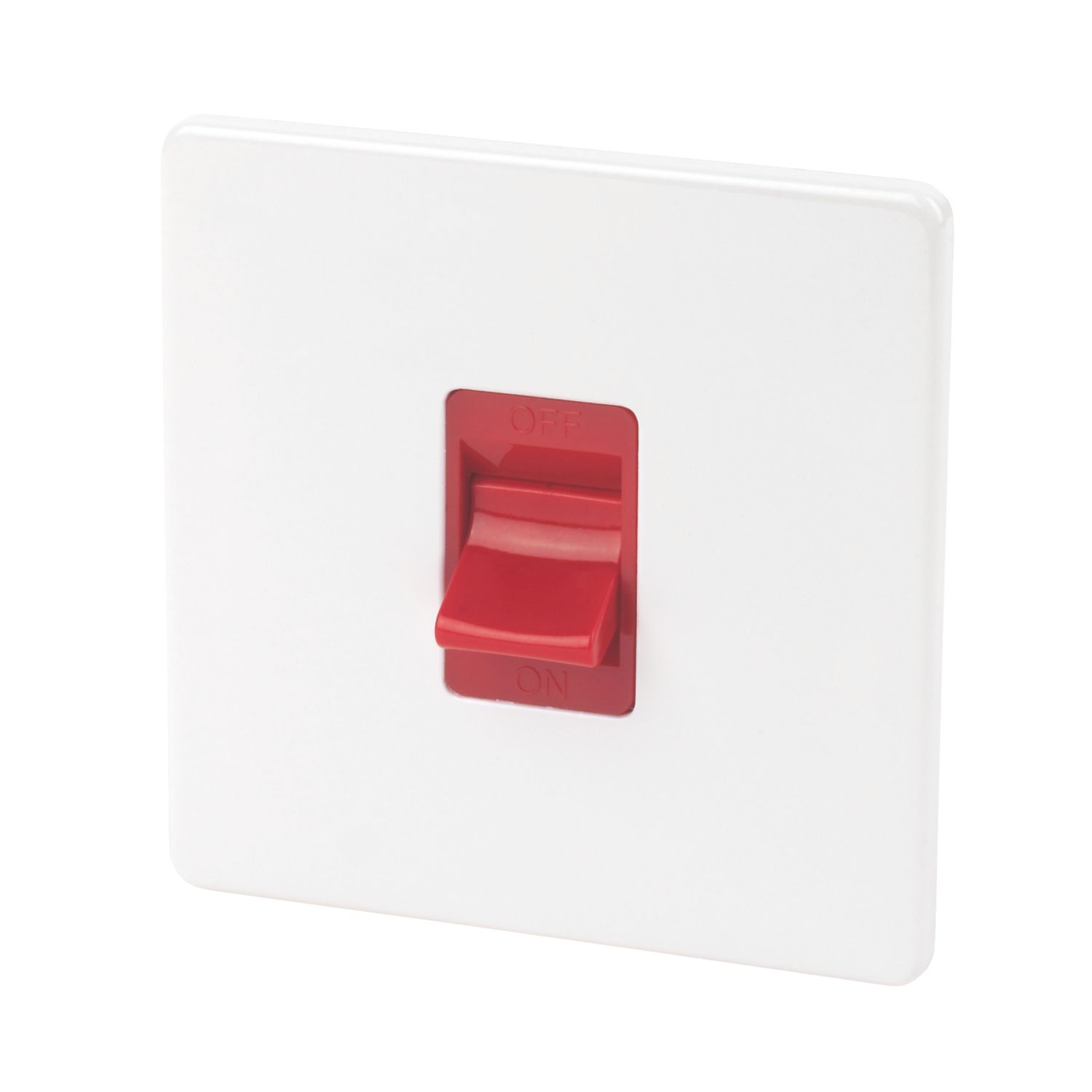 Varilight 45AX 1-Gang DP Cooker Switch Ice White with Red Inserts (64225)