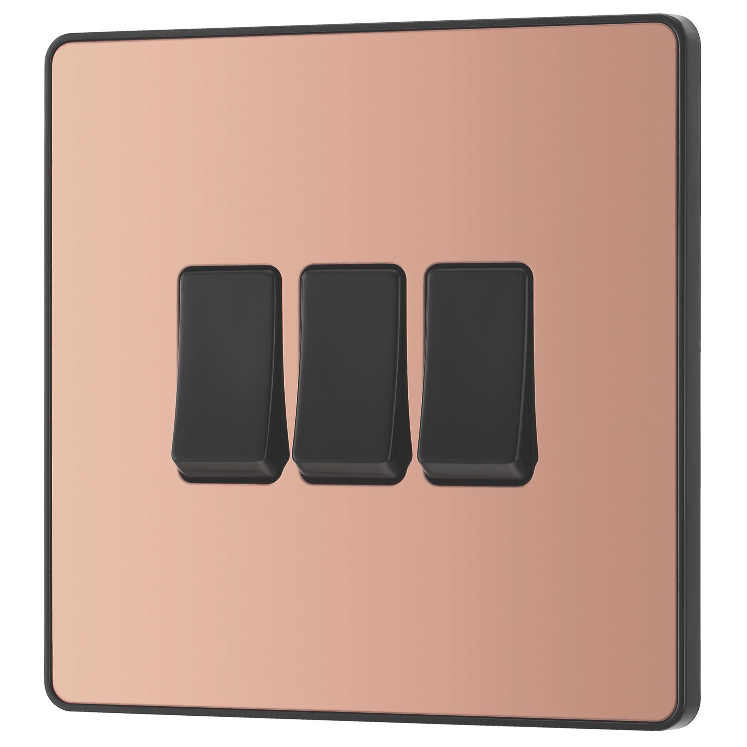 British General Evolve 20 A 16AX 3-Gang 2-Way Light Switch Copper with Black Inserts (642PY)