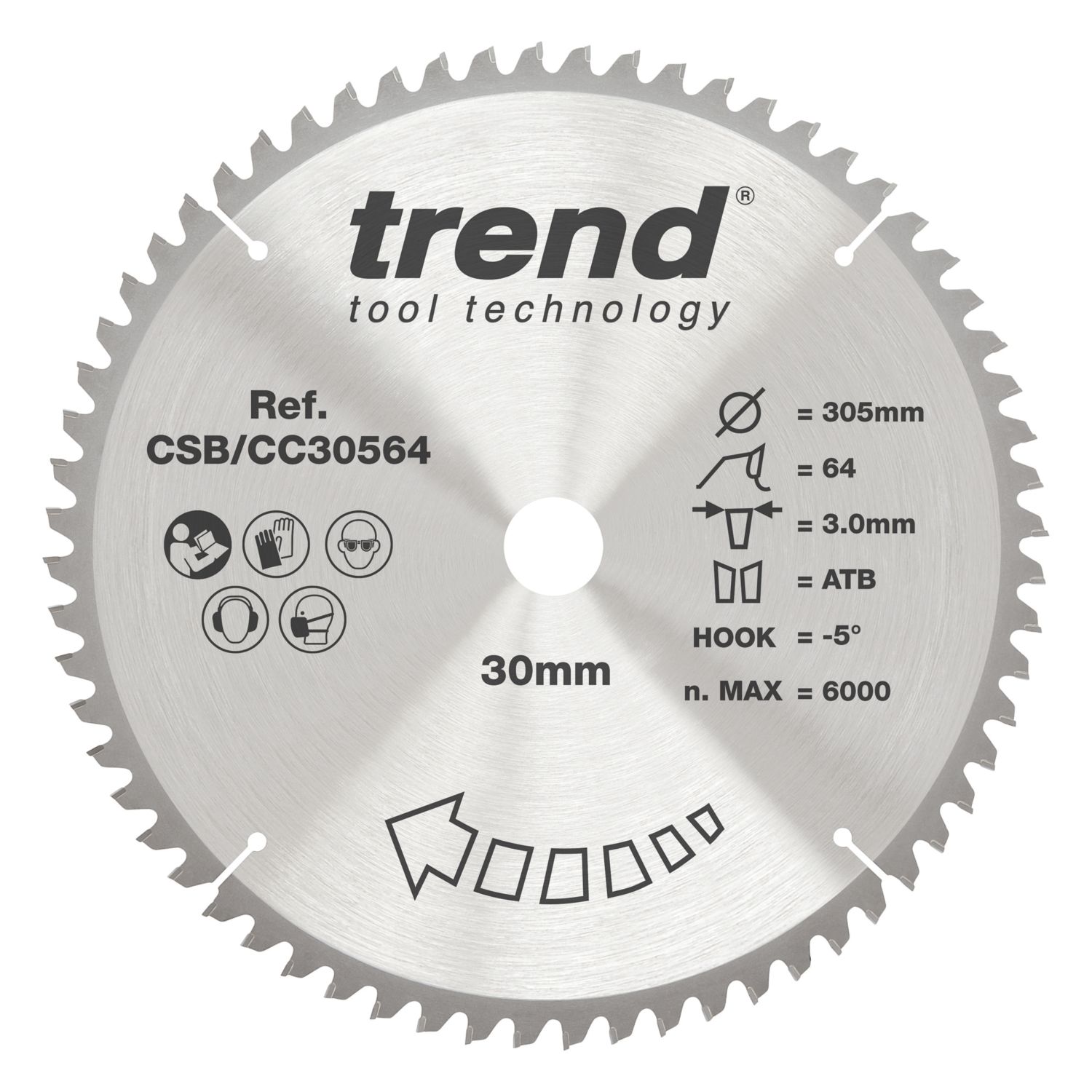 Trend CSB/CC30564 Wood Crosscut Circular Saw Blade 305mm x 30mm 64T (644XG)