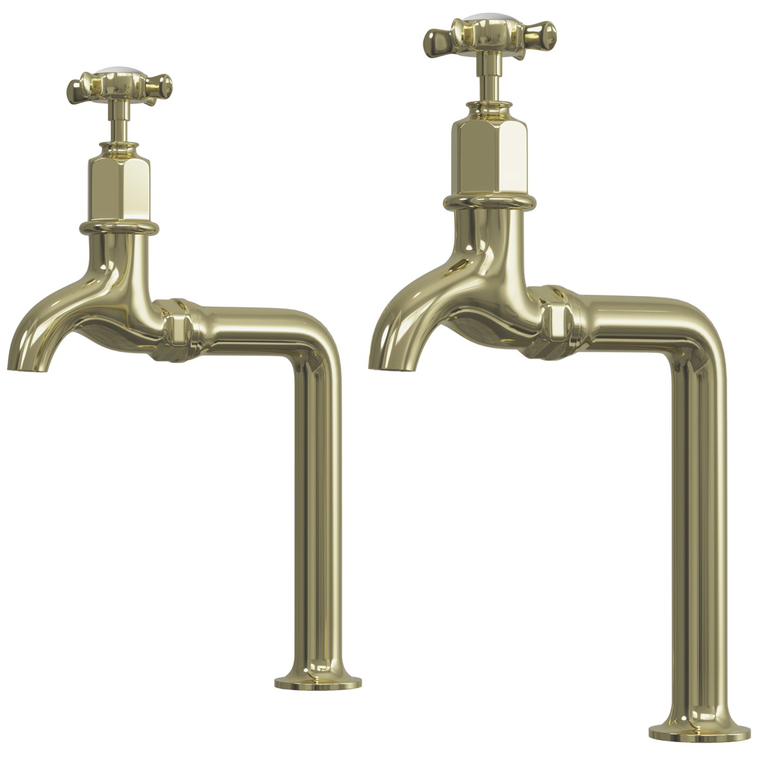 ETAL Alton Bib Cross Head Taps Polished Brass 1 Pair (650JL)