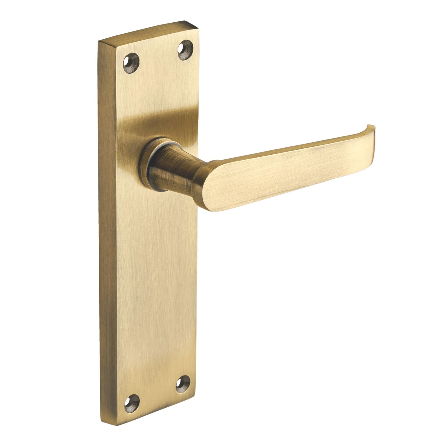 Designer Levers Victorian Fire Rated Latch Long Straight Lever Door Handle Pair Antique Brass (650KK)