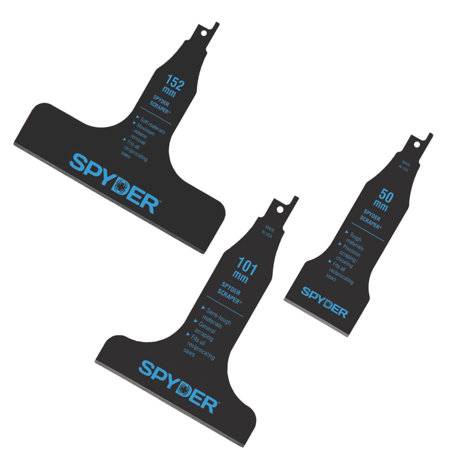 Spyder Multi-Material Stacked Blade Scrapers 3 Piece Set (650YL)