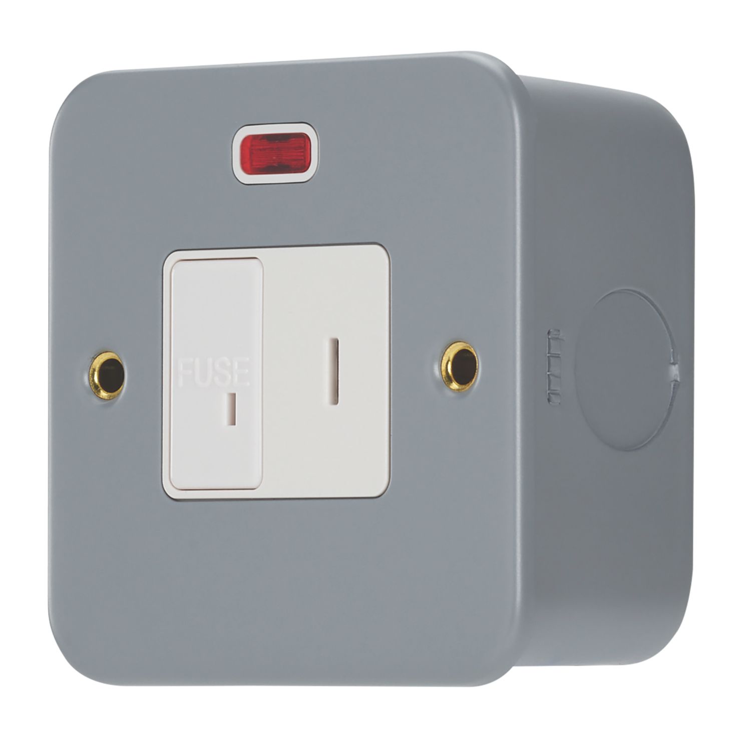 Contactum 13A Switched Metal Clad Secret Key Fused Spur with Neon with White Inserts (651RR)