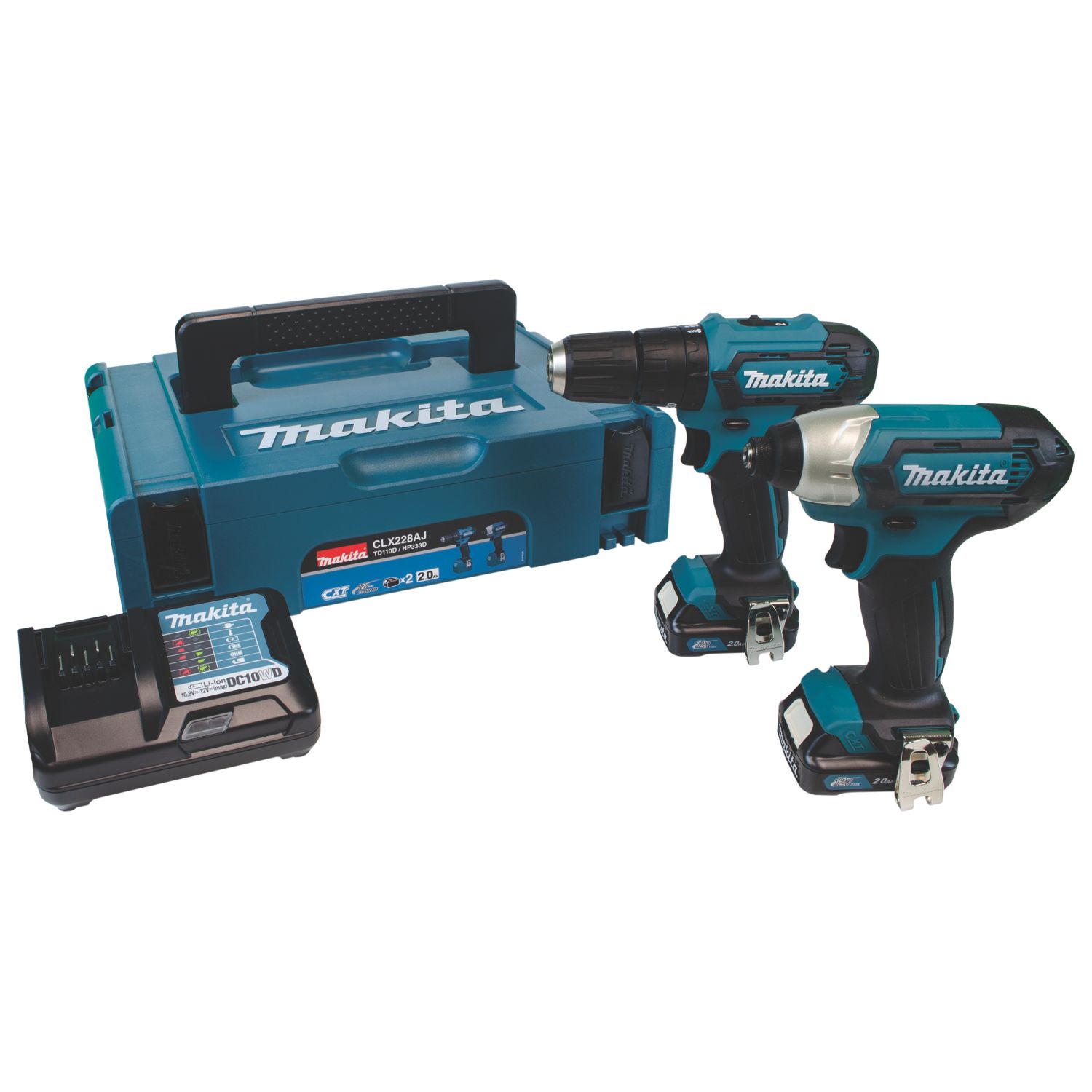 Makita CLX228AJ 12V 2 x 2.0Ah Li-Ion CXT Cordless Combi Drill & Impact Driver Twin Pack (652HP)