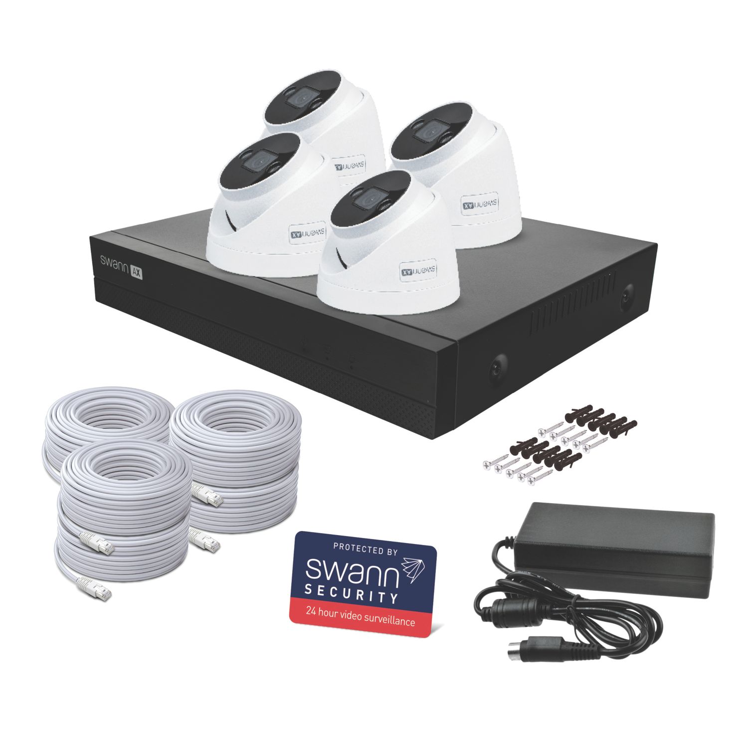 Swann SWNVK-8ADVANX4D-EU 1TB 8-Channel 4K Wired NVR Security System & 4 x 4K Indoor & Outdoor Cameras (653CE)