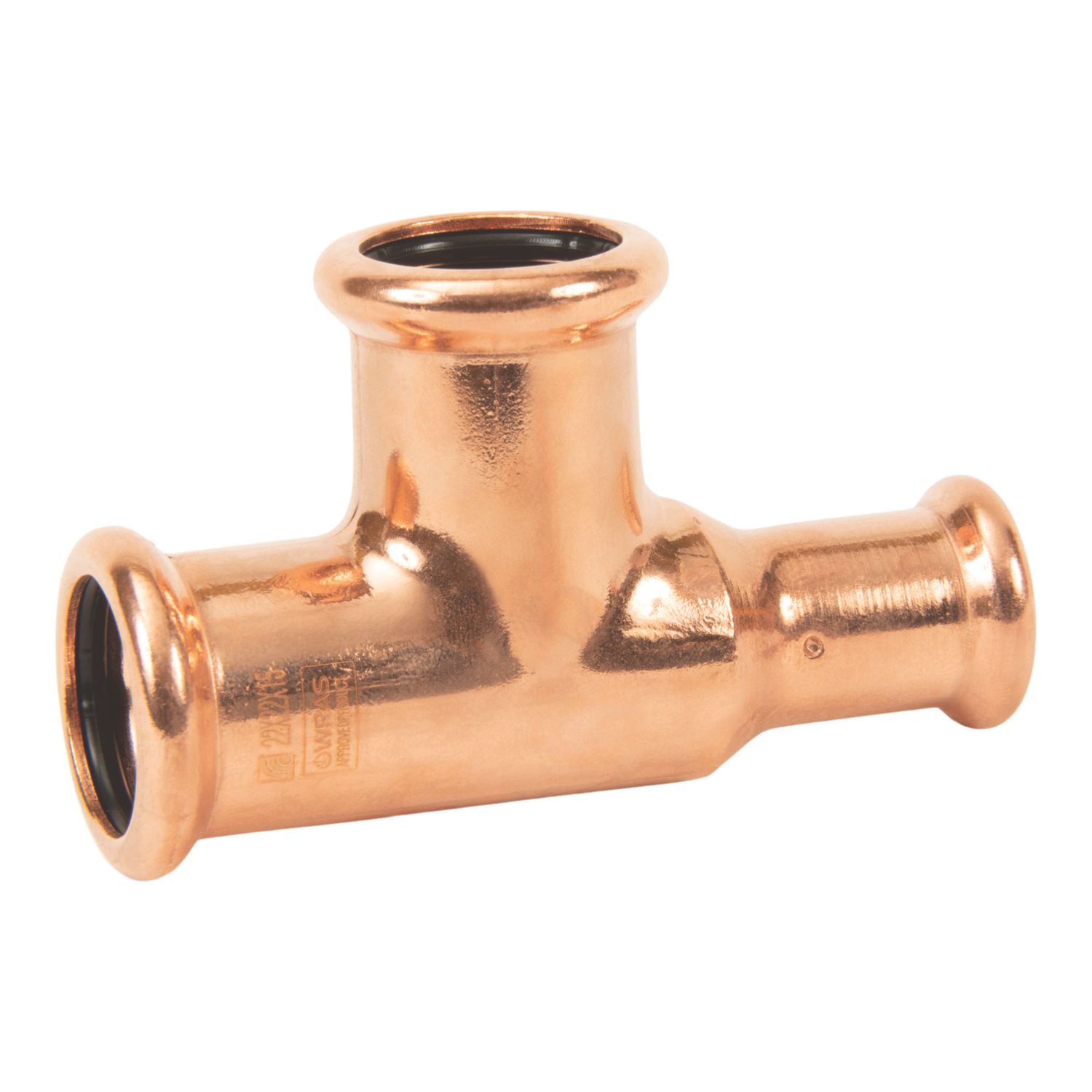 Flomasta Copper Press-Fit Reducing M-Profile Tee 22mm x 15mm x 22mm (656AK)