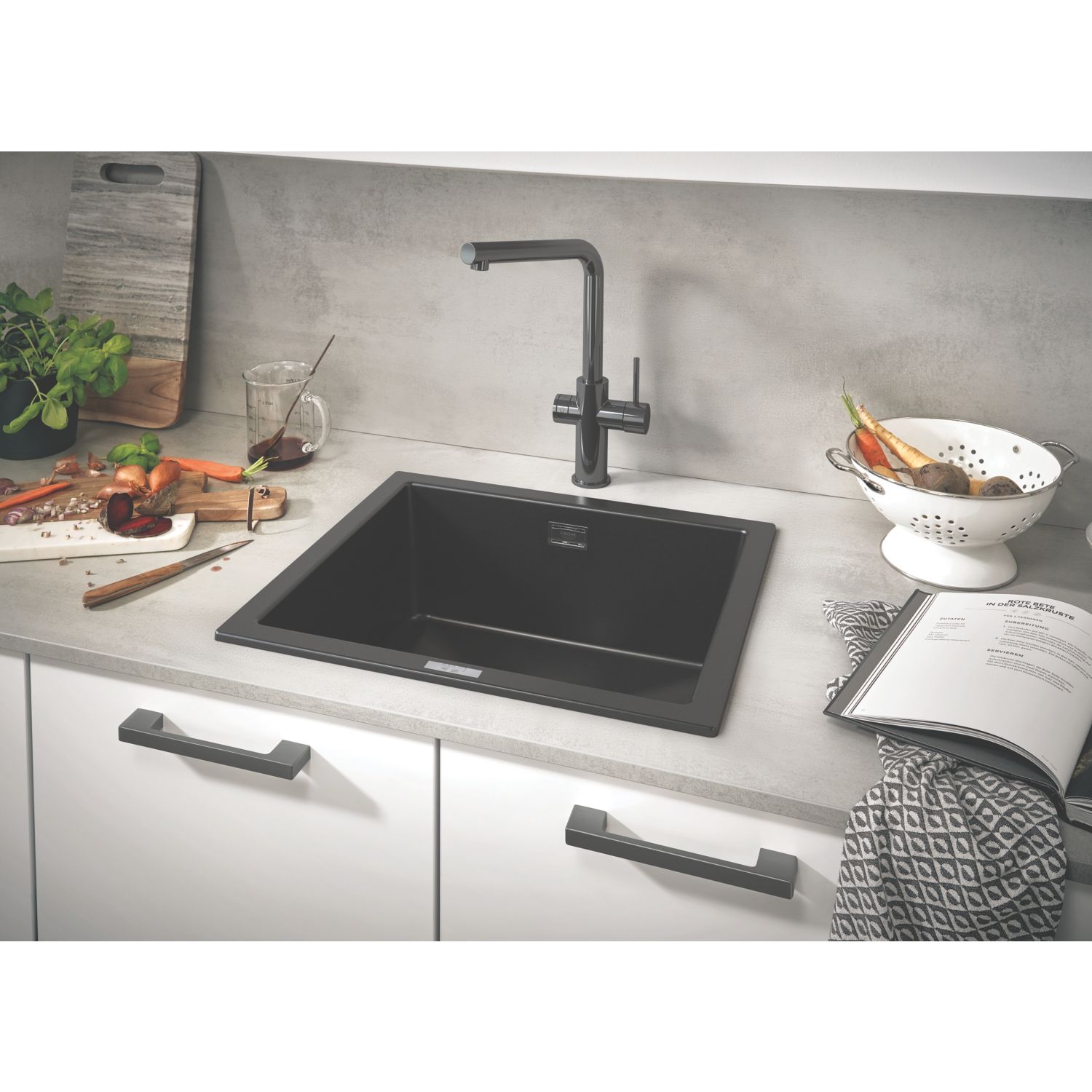 Grohe K700U 1 Bowl Granite Composite Sink Black Non-Handed 533mm x 457mm (657VY)