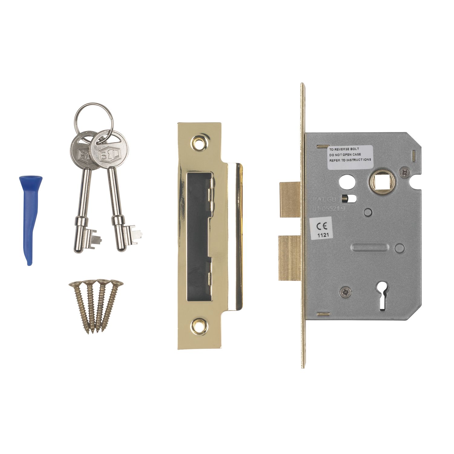 Smith & Locke Fire Rated 3 Lever Electric Brass Mortice Sashlock 65mm Case - 44mm Backset (6582G)
