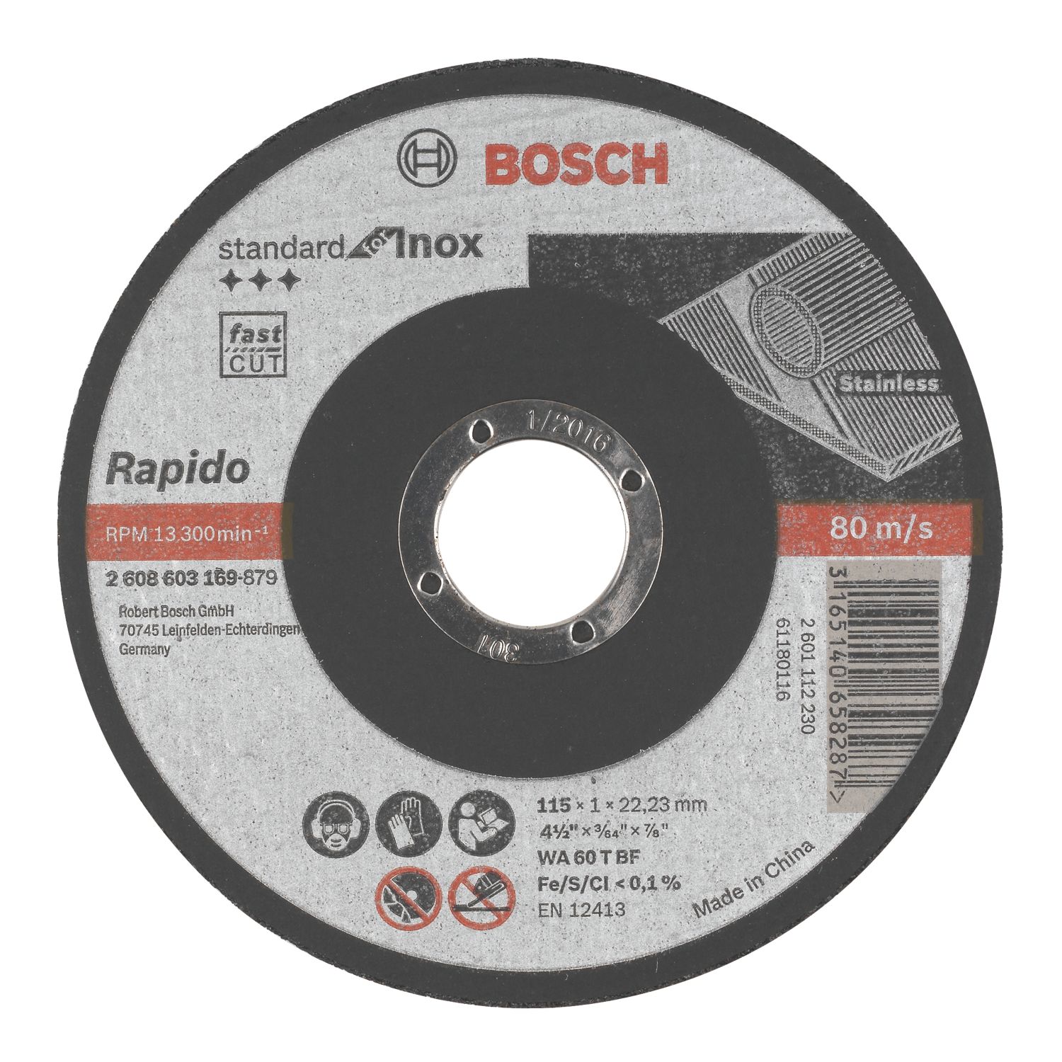 Bosch Metal Cutting Discs 115mm (4 1/2") x 22.23mm 10 Pack (65939)